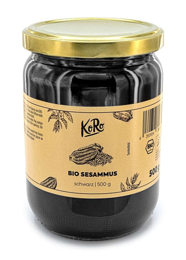 Koro - Bio Schwarzes Tahin - 500 g - Ein wahrer Gaumenschmaus aus 100% Bio schwarzer Sesam 500 g (1er Pack)