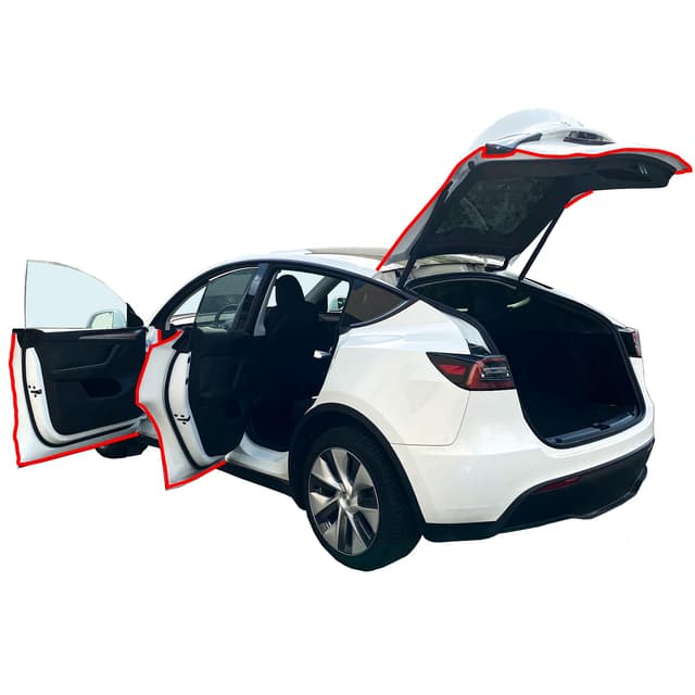 Tesvolution® Dichtungsset Tesla Model Y 2022 + 2023 + 2024 + 2025 - Türdichtungssatz Schallschutzgummi Dichtungsstreifen Windgeräusche Zubehör Tuning