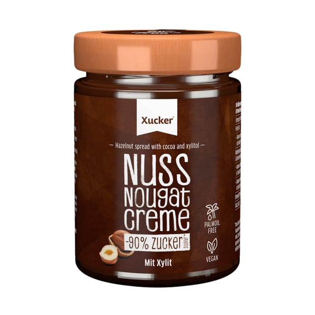 Xucker Nuss-Nougat Creme mit Xylit - Süße Haselnuss-Creme mit Xylitol Zucker-Ersatz ohne Palmöl I Vegan & zuckerarmer Brotaufstrich mit 33% Haselnüssen (300g) Nussig 300 g (1er Pack)
