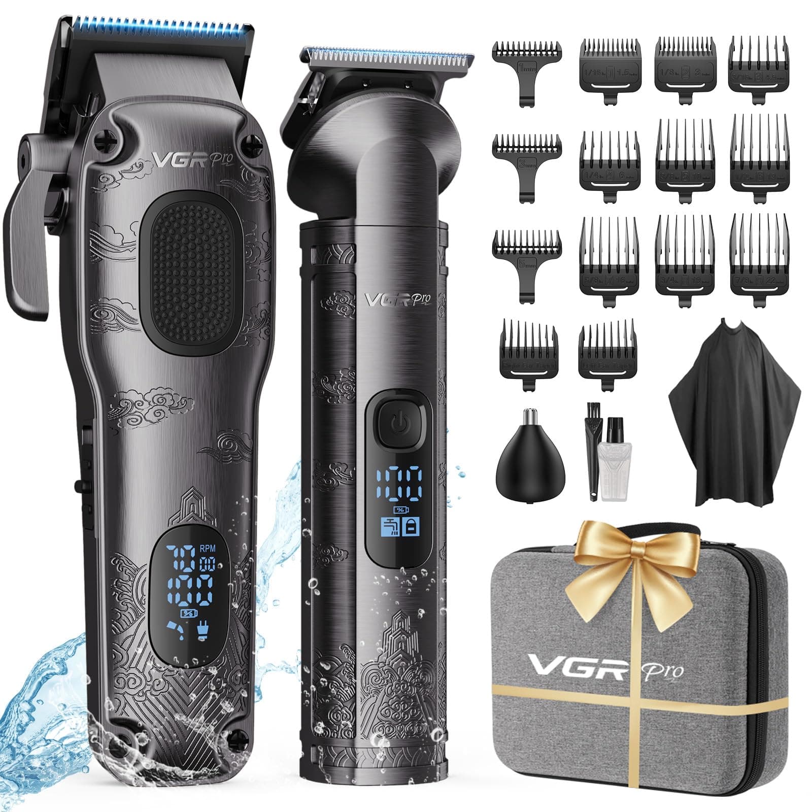 Vgrpro Haarschneidemaschine für Männer Professionell, Kabellose Haarschneidemaschine profi zum Haareschneider, Haarschneider Herren und Trimmer Set, Elektrischer Trimmer Herren mit Paket Box(Gray) Angebot bei HelloDeals
