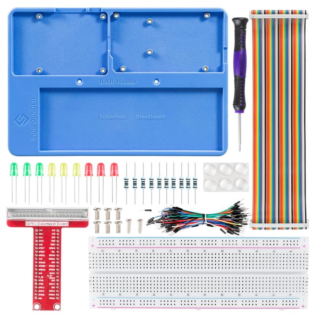 SUNFOUNDER RAB Holder Kit - Raspberry Pi Breadboard Kit with 830 Points solderless Circuit Board Compatible with Arduino & Raspberry Pi 4B, 3B+, 3B, 2B, 1 Model B+ A+