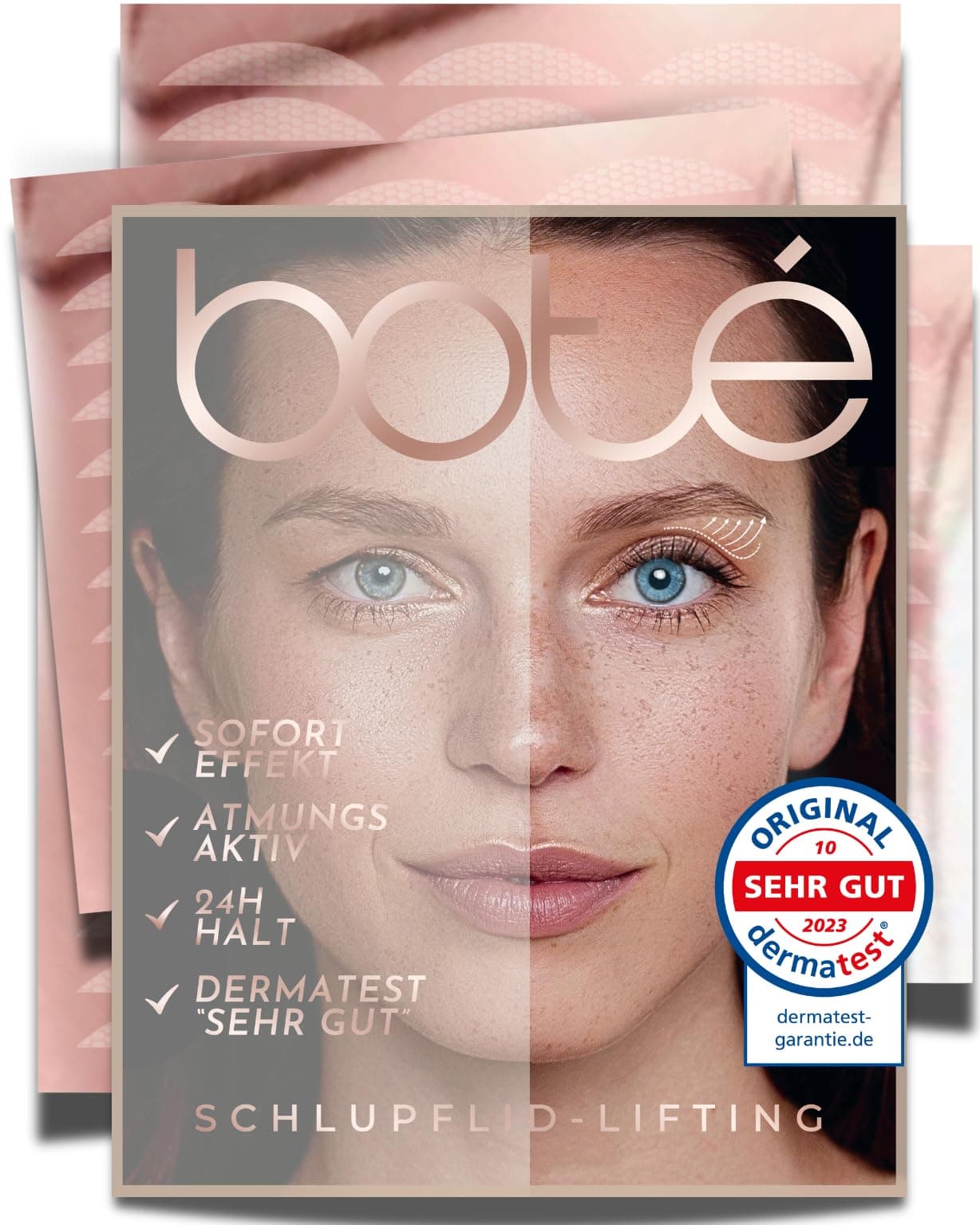 BOTÉ 144 Schlupflider Stripes unsichtbar & atmungsaktiv (XL) - Lidstraffung Strips für strahlende Augen - Eyelid Stickers gegen Schlupflider - Schlupflid Stripes - Dermatest "sehr gut" - NEUE GRÖSSEN 144x XL Angebot bei HelloDeals