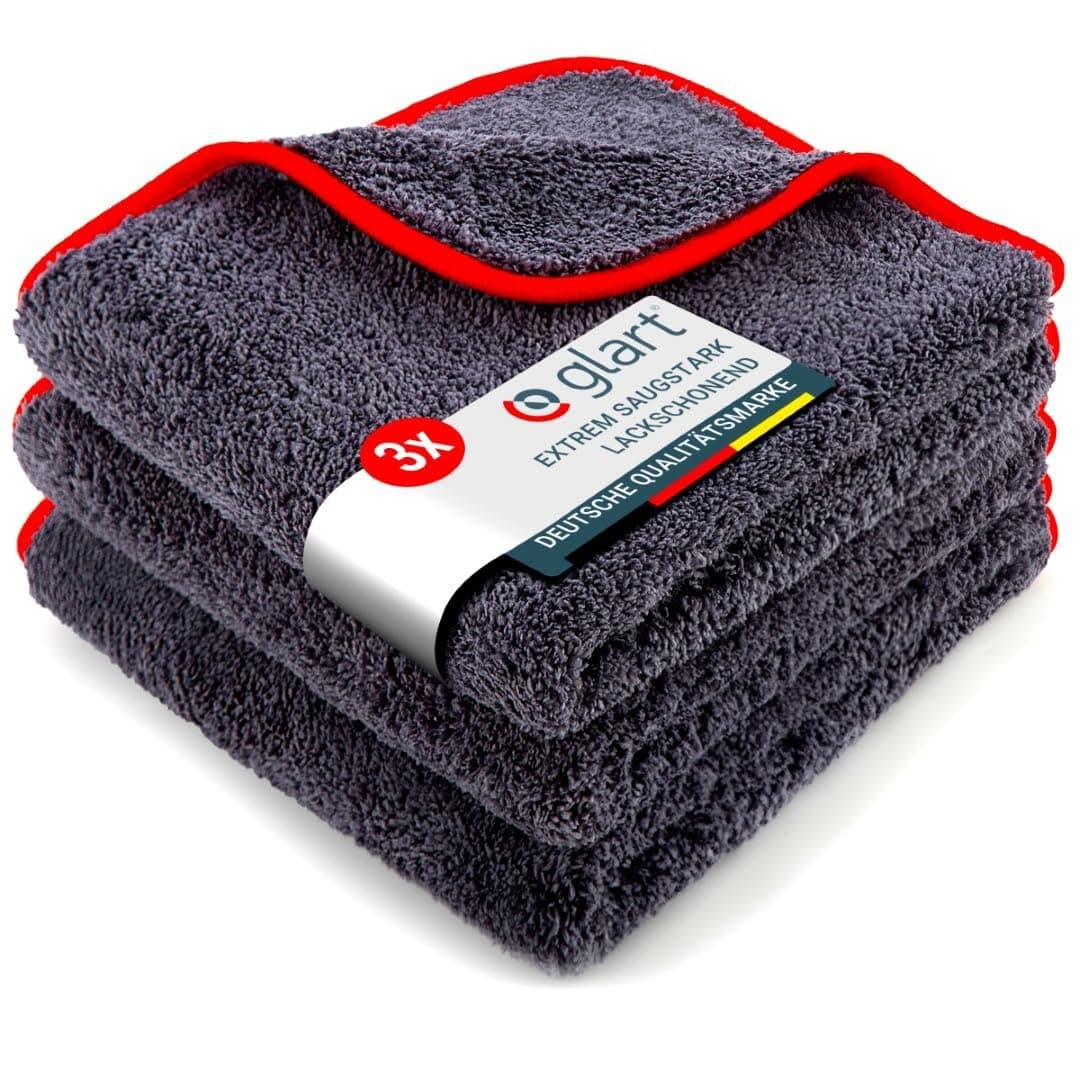 Glart 443TP Mikrofasertücher 3er Set – 600 GSM – 40x40 cm – Flauschige Auto Poliertücher für Trocknung & Pflege – Ultraweich, fusselfrei & saugstark – Für Autopflege, Motorrad, Boot & Haushalt Angebot bei HelloDeals