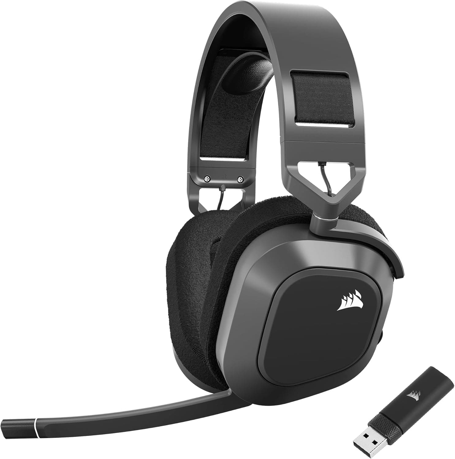 CORSAIR HS80 MAX WIRELESS Multiplattform-Gaming-Headset Mit Bluetooth – Dolby Atmos – Omnidirektionales Mikrofon – iCUE-Kompatibel – PC, Mac, PS5, PS4, Switch, Mobil – Stahlgrau Drahtlos mit Bluetooth Grau Angebot bei HelloDeals
