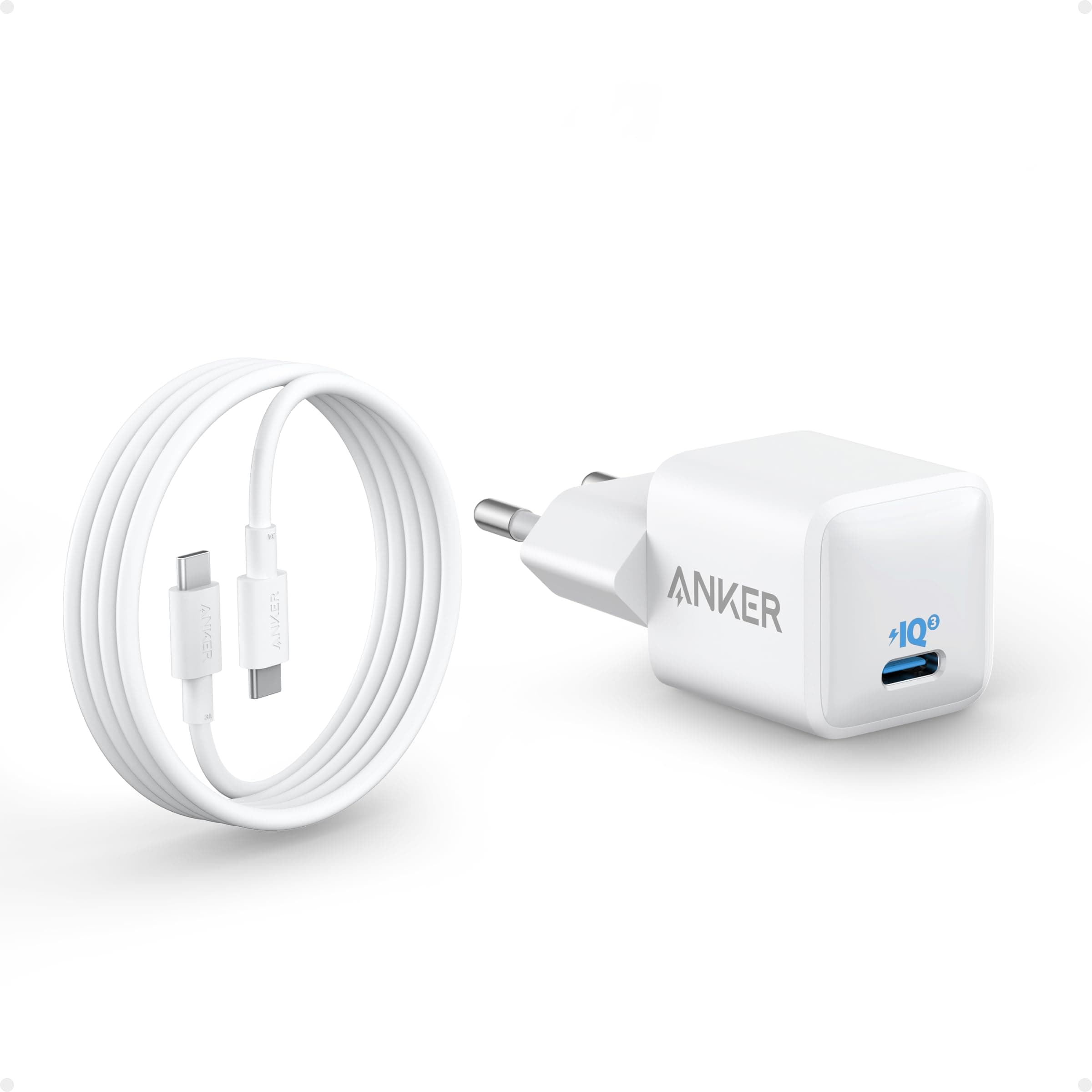 USB C Ladegerät 20W, Anker 511 Ladegerät (Nano), PIQ 3.0 robustes kompaktes Schnellladegerät mit 180cm USB C Kabel, für iPhone 16 / 15 / iPad Pro Angebot bei HelloDeals