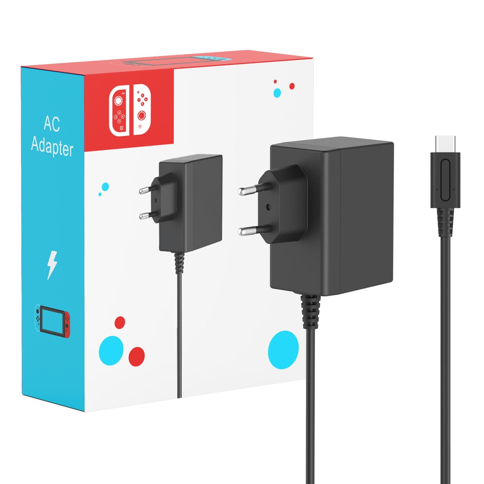 45W Switch Netzteil mit 1.5M/5FT Ladekabel Kompatibel mit Nintendo Switch/Lite/OLED/Deck Dock/Pro Controller, Unterstützt TV Modus Angebot bei HelloDeals