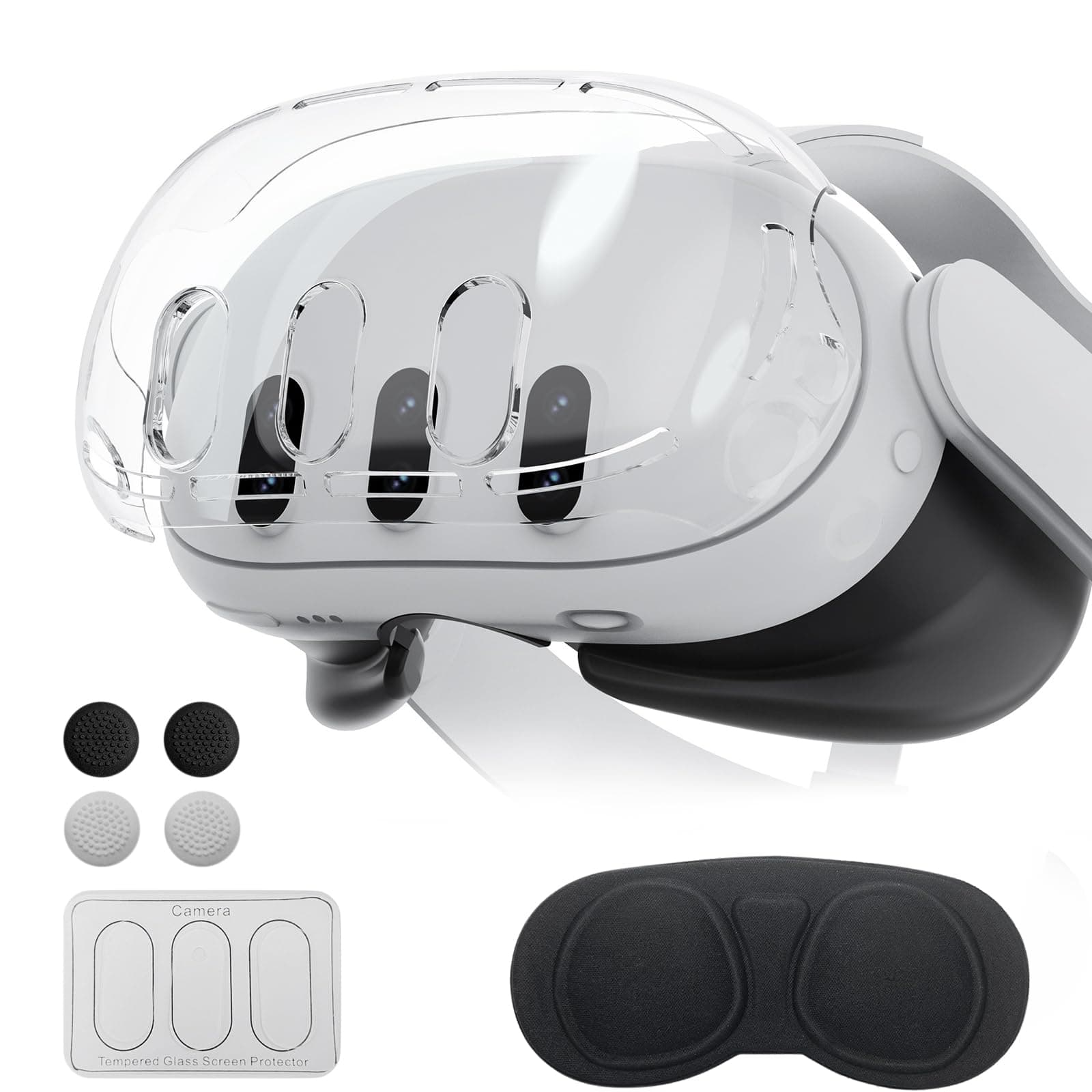 Schutzhülle Kompatibel mit Meta Quest 3, für Meta Quest 3 stoß- und kratzfeste Hülle hochtransparente Hülle mit 1 x Headset-Abdeckung 3 x Kameraobjektiv aus gehärtetem Glas 4 x Joystick-Kappen Angebot bei HelloDeals