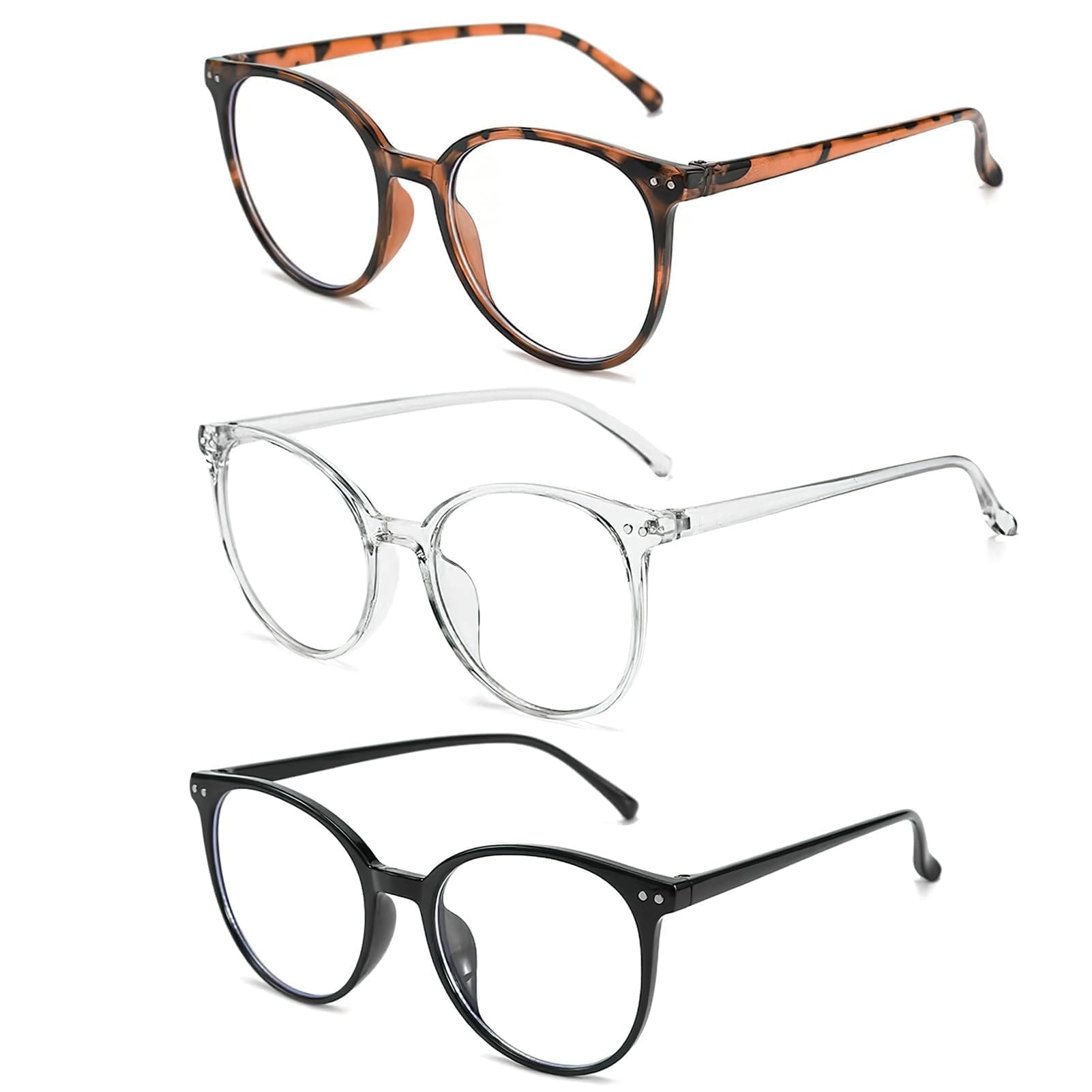 3 Pack Blaues Licht Blockieren Brillen, Blaulichtfilter Brille, Runde Rahmen Anti Blaues Lesebrille für Damen und Herren, Rund Anti Blaulicht PC Gaming Brillen Modebrille, Anti Blendung Angebot bei HelloDeals