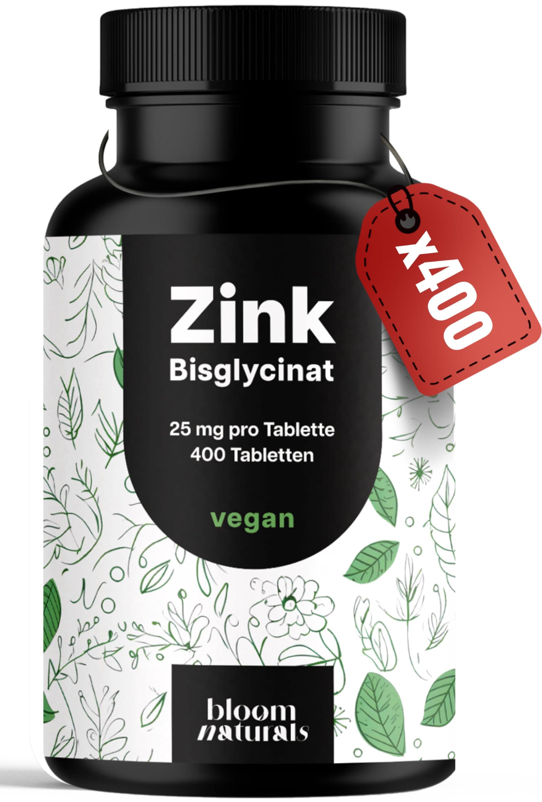 Zink Tabletten hochdosiert 25mg - 400 Tabletten hochdosiert mit Zink-Bisglycinat - Vegan und produziert in Deutschland - Laborgeprüft - Verpackung kann variieren Angebot bei HelloDeals