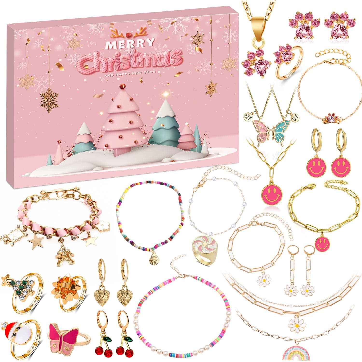 Humairc Adventskalender Schmuck 2025 Weihnachtskalender Schmuck Teenager Mädchen Damen Weihnachtskalender 2025 Schumcke Damen Teenager Mädchen Halskette Ohrringe Armbänder Angebot bei HelloDeals