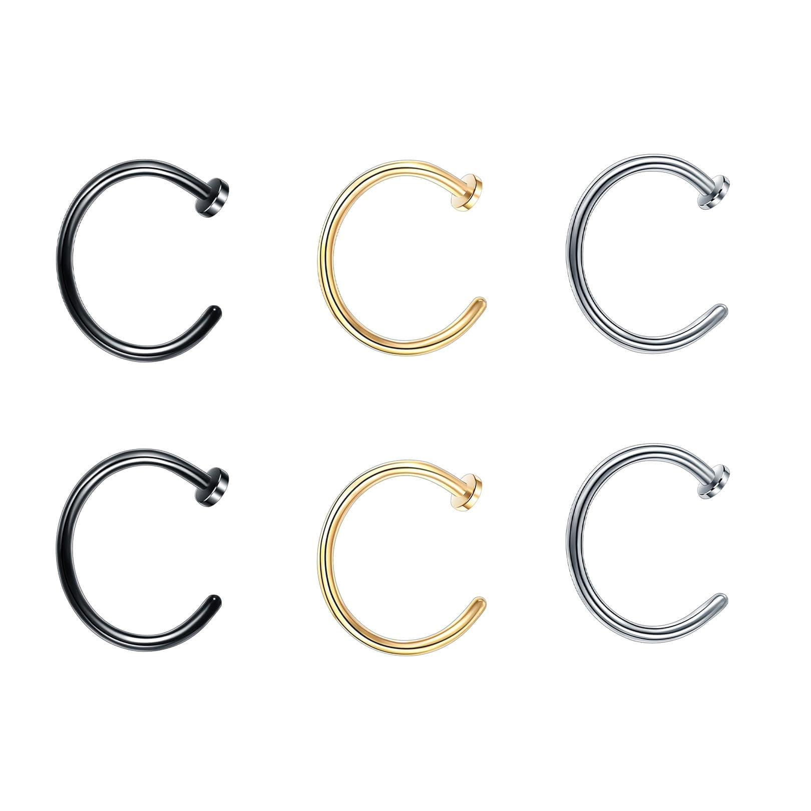 6 Stück Nasenpiercing Ring,Fake Piercing Ring,Nasenring Fakes,Septum Lippenpiercing Piercings Set,Nasen Nasenpircing,No Nadel Ohrring,Chirurgenstahl für Nostril,Brüste,Ohr Lippe(Gold Silber Schwarz) Angebot bei HelloDeals