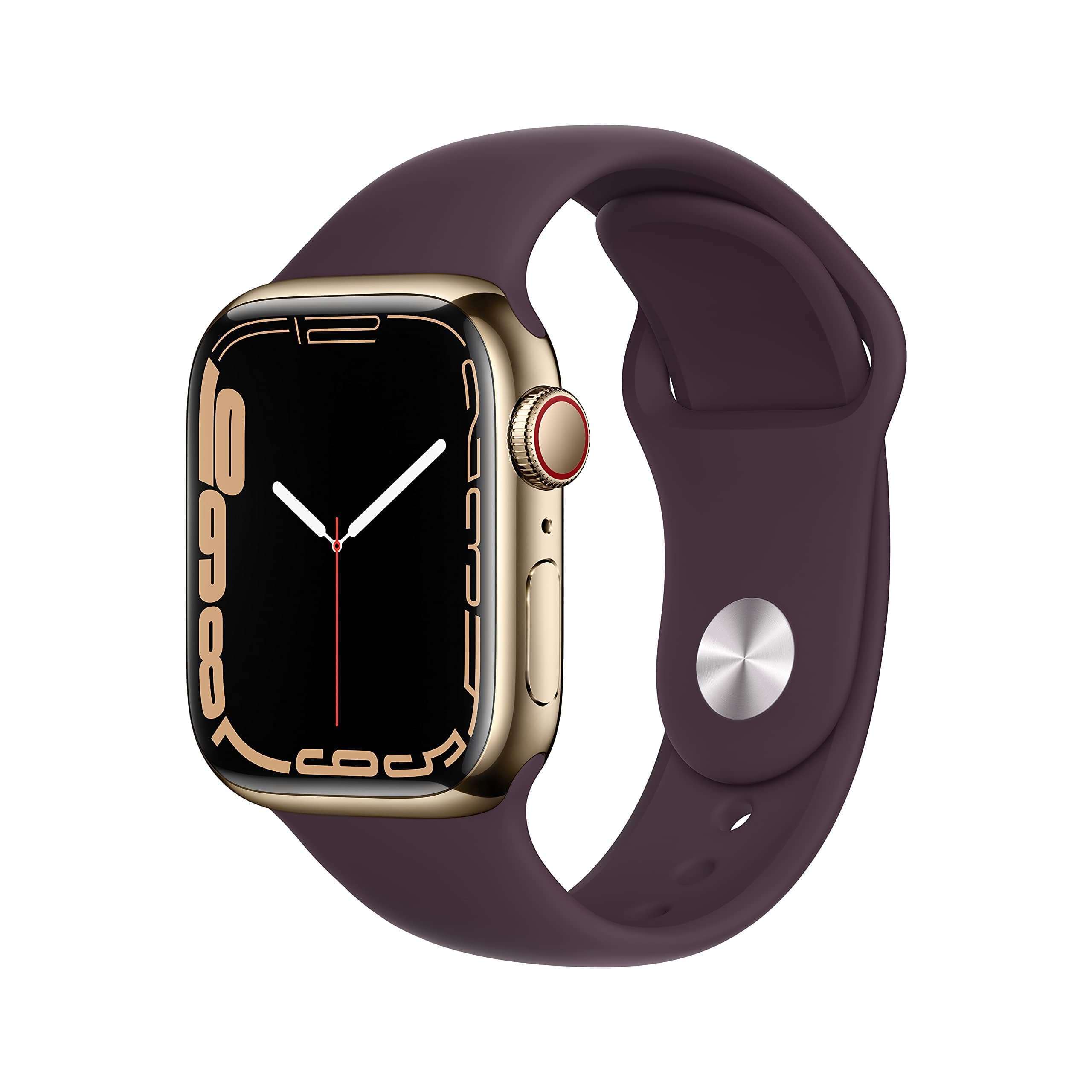 Apple Watch Series 7 (GPS + Cellular, 41mm) - Gold Stainless Steel Case with Dark Cherry Sport Band (Generalüberholt) Angebot bei HelloDeals
