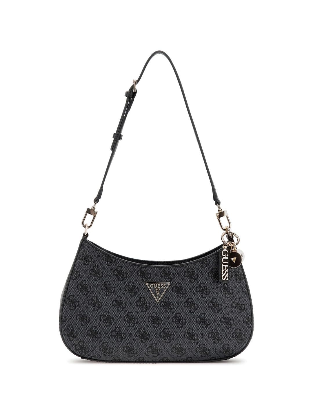 GUESS Noelle II Top Zipper Shoulder Bag Coal Logo Angebot bei HelloDeals