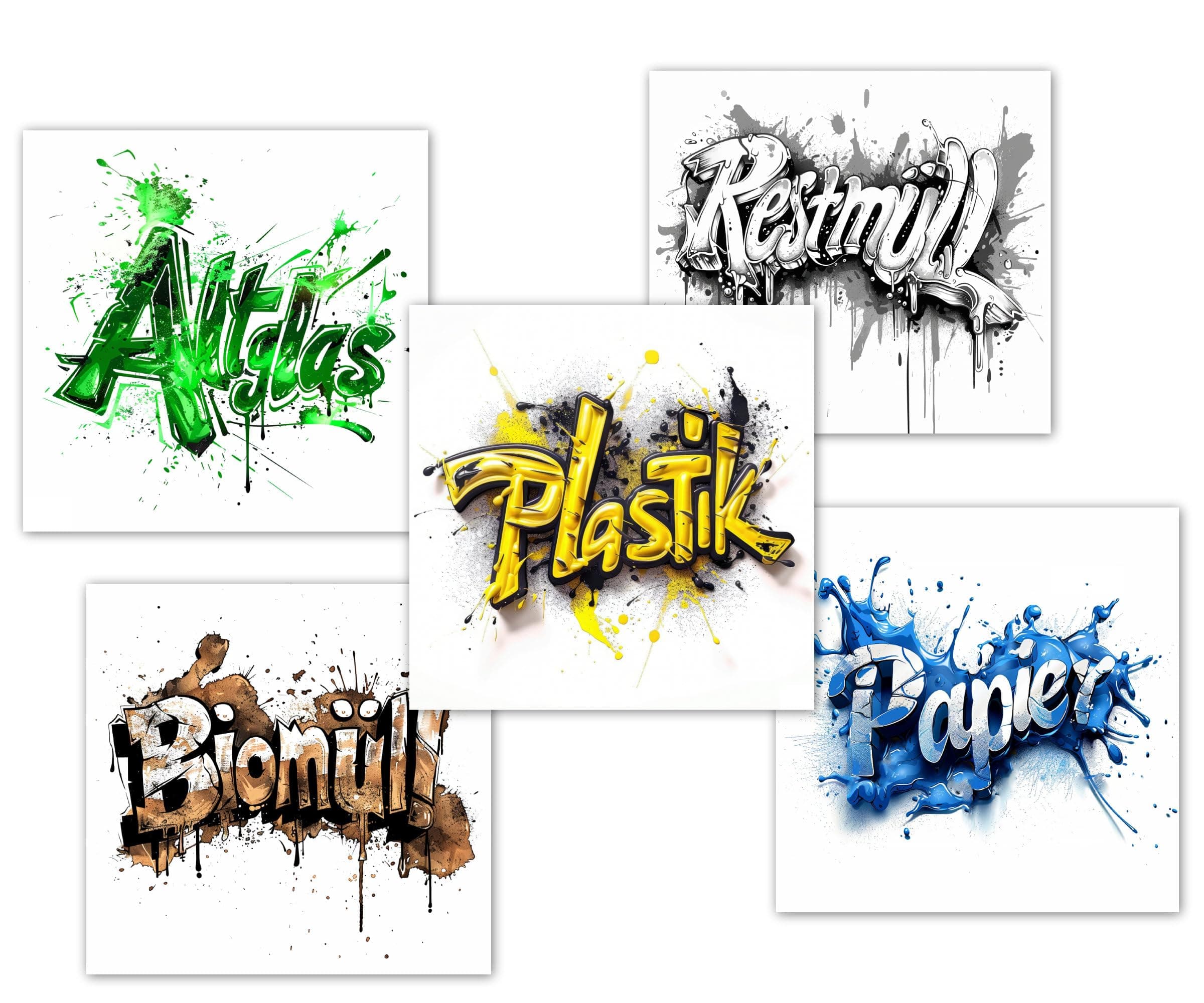 Mülltonnenaufkleber Graffiti, 10er Set coole Aufkleber Mülltrennung, Mülltonen Aufkleber Abfalltrennung für Jugendliche, Biomüll, Altpapier, Gelber Sack, Rest Müll & Glas, Müllaufkleber Angebot bei HelloDeals