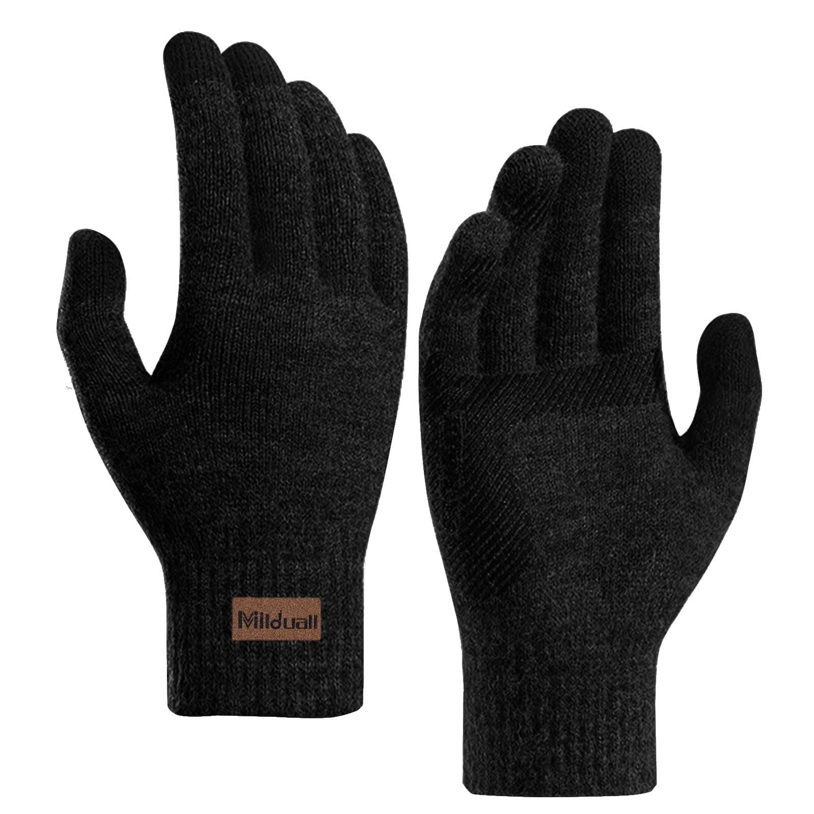 Strickhandschuhe Touchscreen, Fingerhandschuhe Winterhandschuhe Handschuhe Fäustlinge | Rutschfest und Verdickt | Ideal für Damen Herren Radfahren Outdoor, Hellschwarz Angebot bei HelloDeals