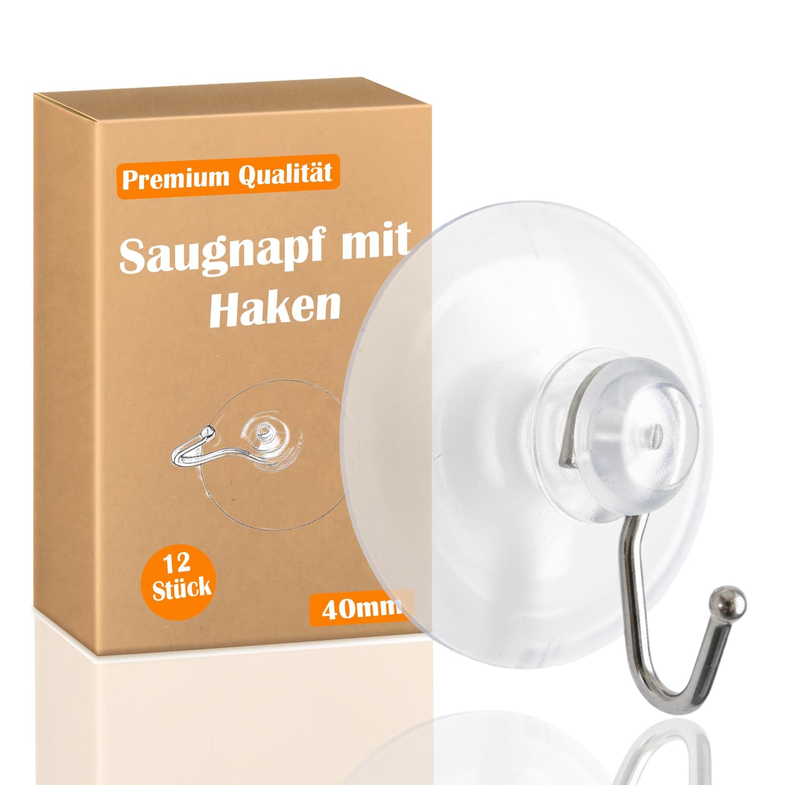 Saugnapf mit Haken, 12 Stück Ø 40 mm Saughaken, Saugnäpfe für fenster, camping, bad | Ideal als Handtuchhalter und für Lichterkette Angebot bei HelloDeals
