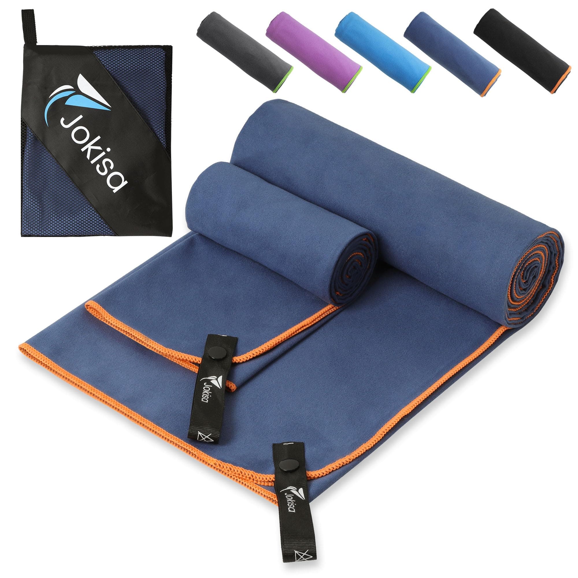 2 Stück Mikrofaser Handtuch Set (180x90cm Badetuch Groß+100x50cm Sporthandtuch),Schnell Trocknend und Kein Sand Strandhandtuch, Microfaser Handtücher für Fitness, Strand Marineblau – Orange Angebot bei HelloDeals