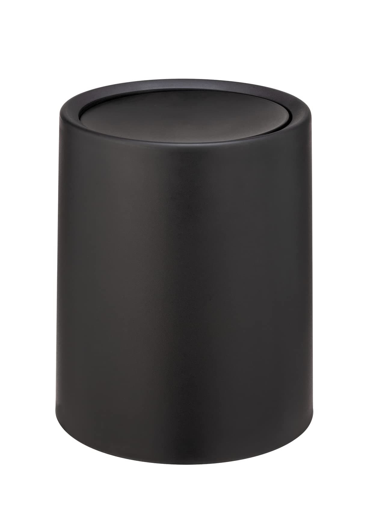 WENKO Schwingdeckeleimer Atri, 6 Liter Kosmetikeimer mit Deckel aus hochwertigem Kunststoff mit Inneneimer, Hülle zum Überstülpen Macht Müllbeutel unsichtbar, (B/T x H): Ø 21 x 25,5 cm, Schwarz Angebot bei HelloDeals