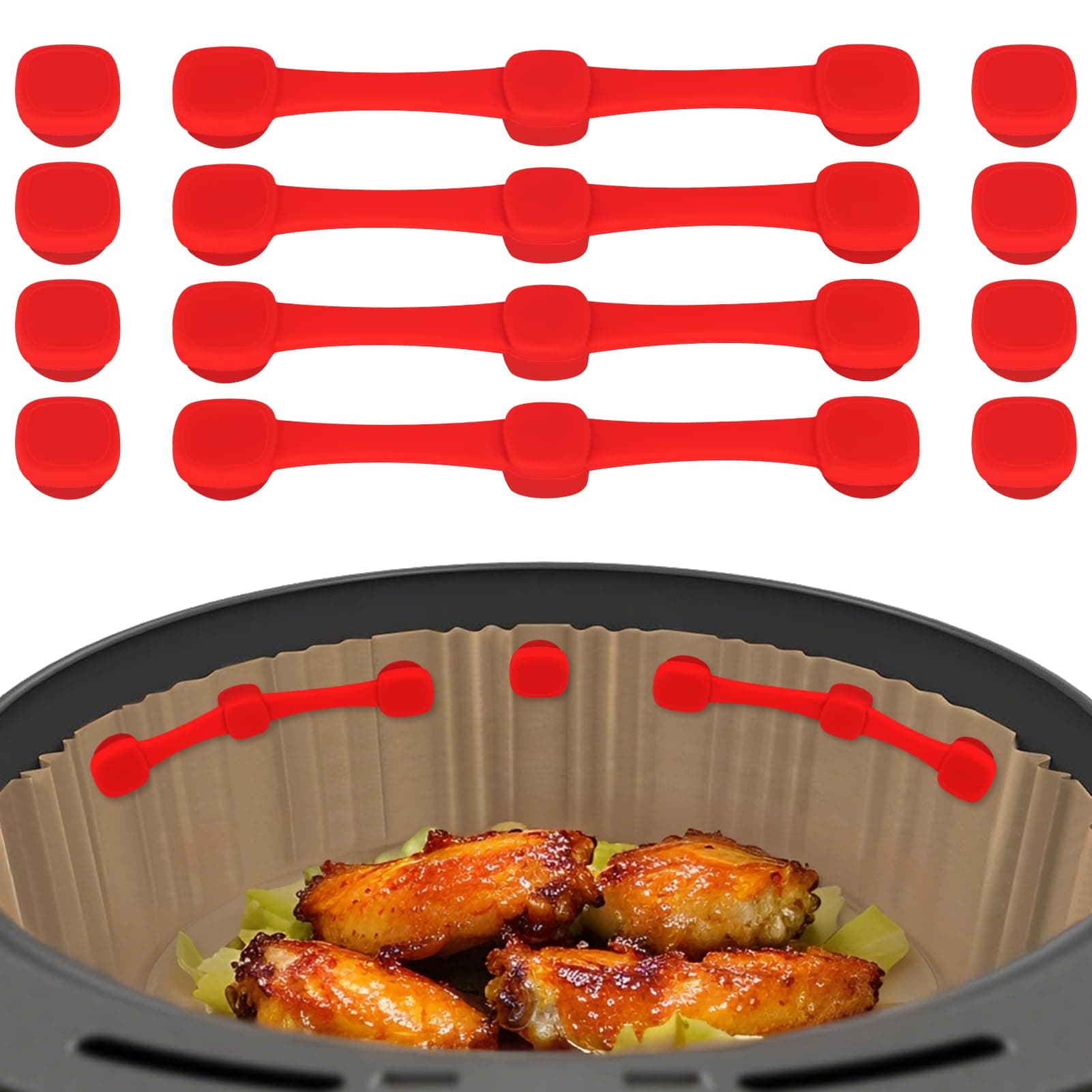 12PCS Magnete für Airfryer Backpapier, Magnete für Heißluftfritteuse, Hochwertige Silikon Magnete für Airfryer zum Fixieren von Einweg-Backpapier, verhindert Verrutschen und Verbrennen Rot Angebot bei HelloDeals