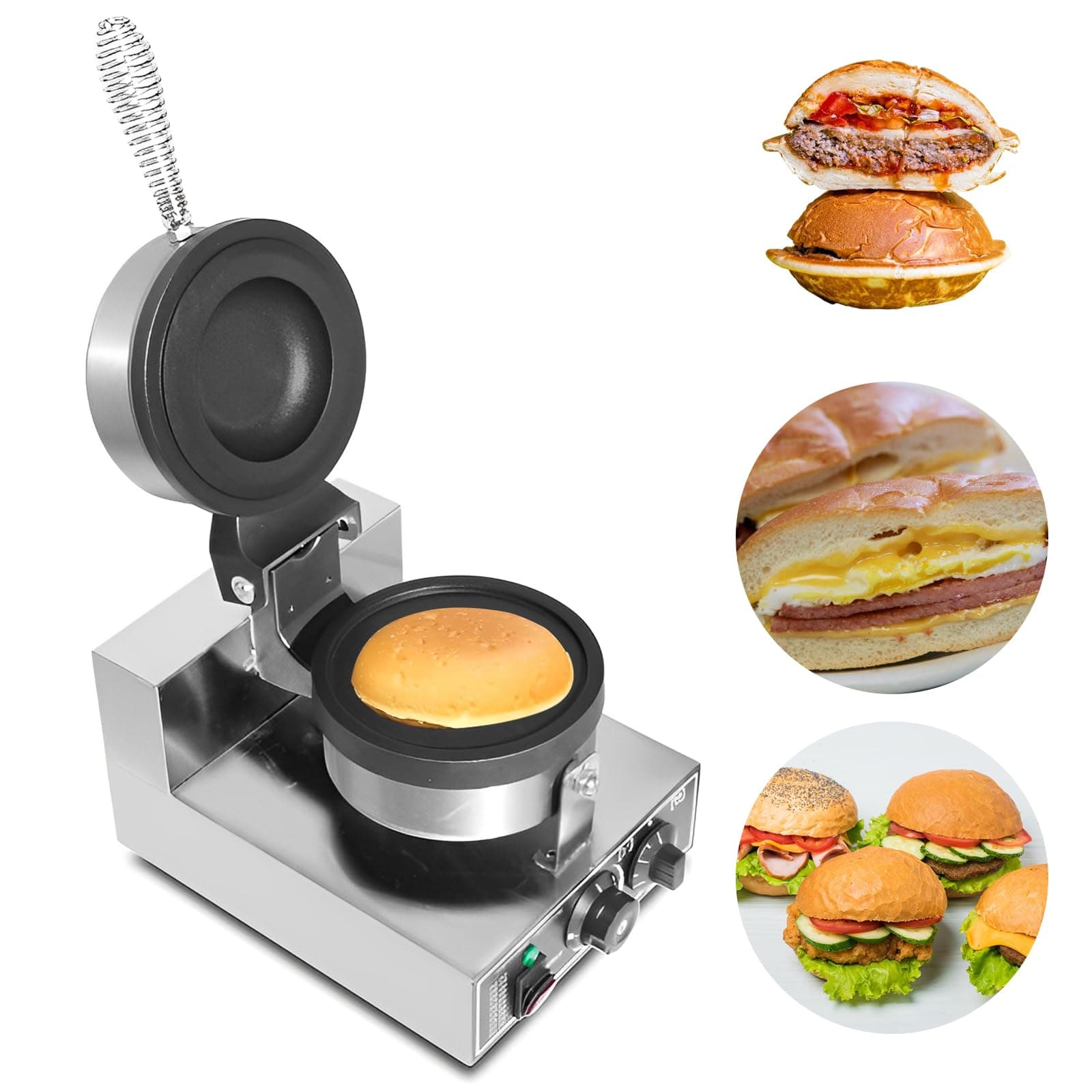 Elektrische UFO-Burger-Presse, Kommerzielle Antihaftbeschichtete Panini-Presse für Hamburger, 50°C - 300°C Temperaturregelung, 0-5 Minuten Zeiteinstellung für den gewerblichen Heimgebrauch Angebot bei HelloDeals