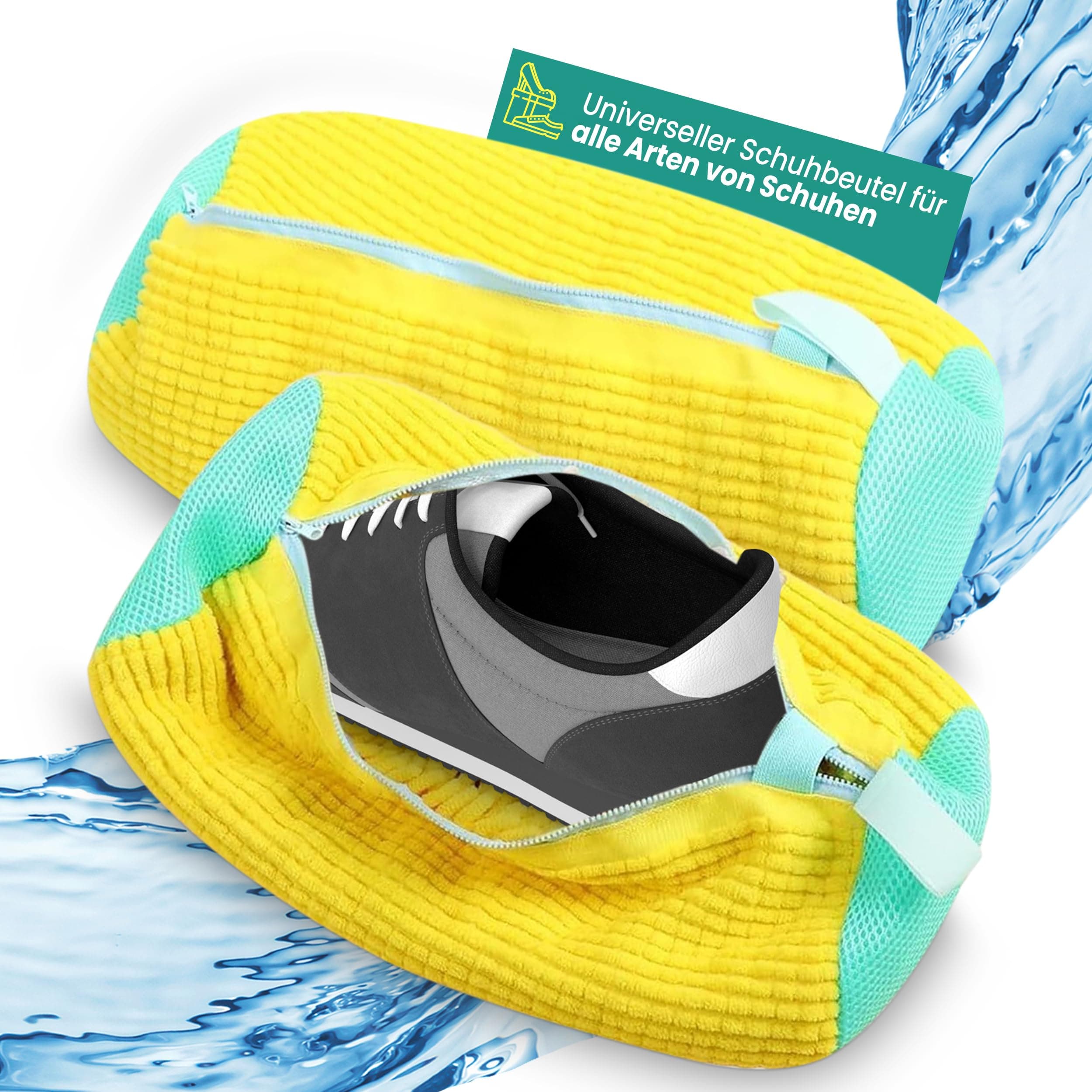 2Pcs Schuhwaschbeutel Waschmaschine Schuhe Waschbeutel Rundum-Reinigung Wiederverwendbarer Wäschesack Schuhe für Waschmaschine mit Verstecktem Reißverschluss Wäschenetz Sneaker(Gelb) Angebot bei HelloDeals