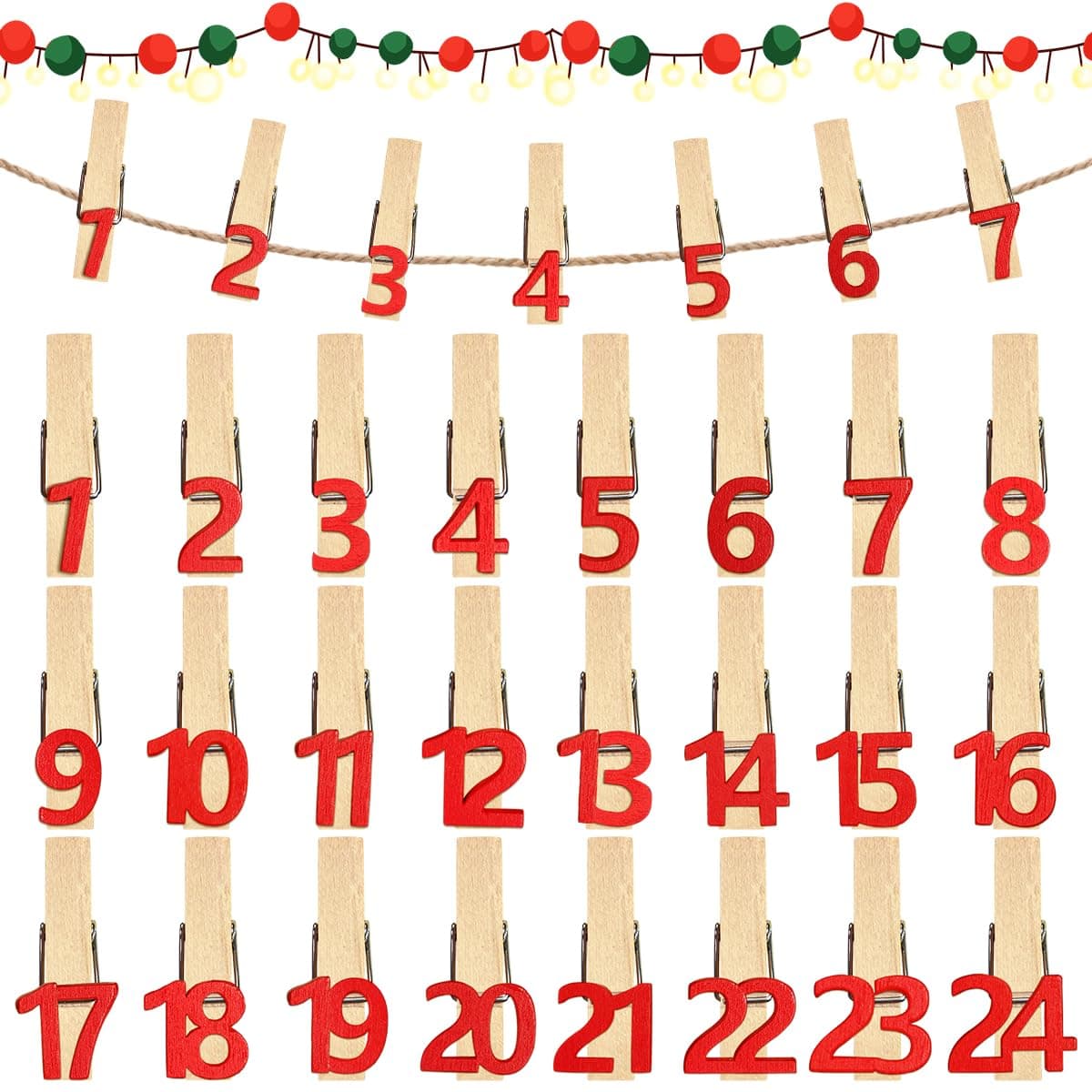 Klammern Adventskalender Zahlen, Adventskalender Klammern 1-24, Holzklammern Adventskalender, Wäscheklammern Adventskalender, Holzklammern Klein, Adventskalender Zahlen Holz für Weihnachtsdekoration Angebot bei HelloDeals