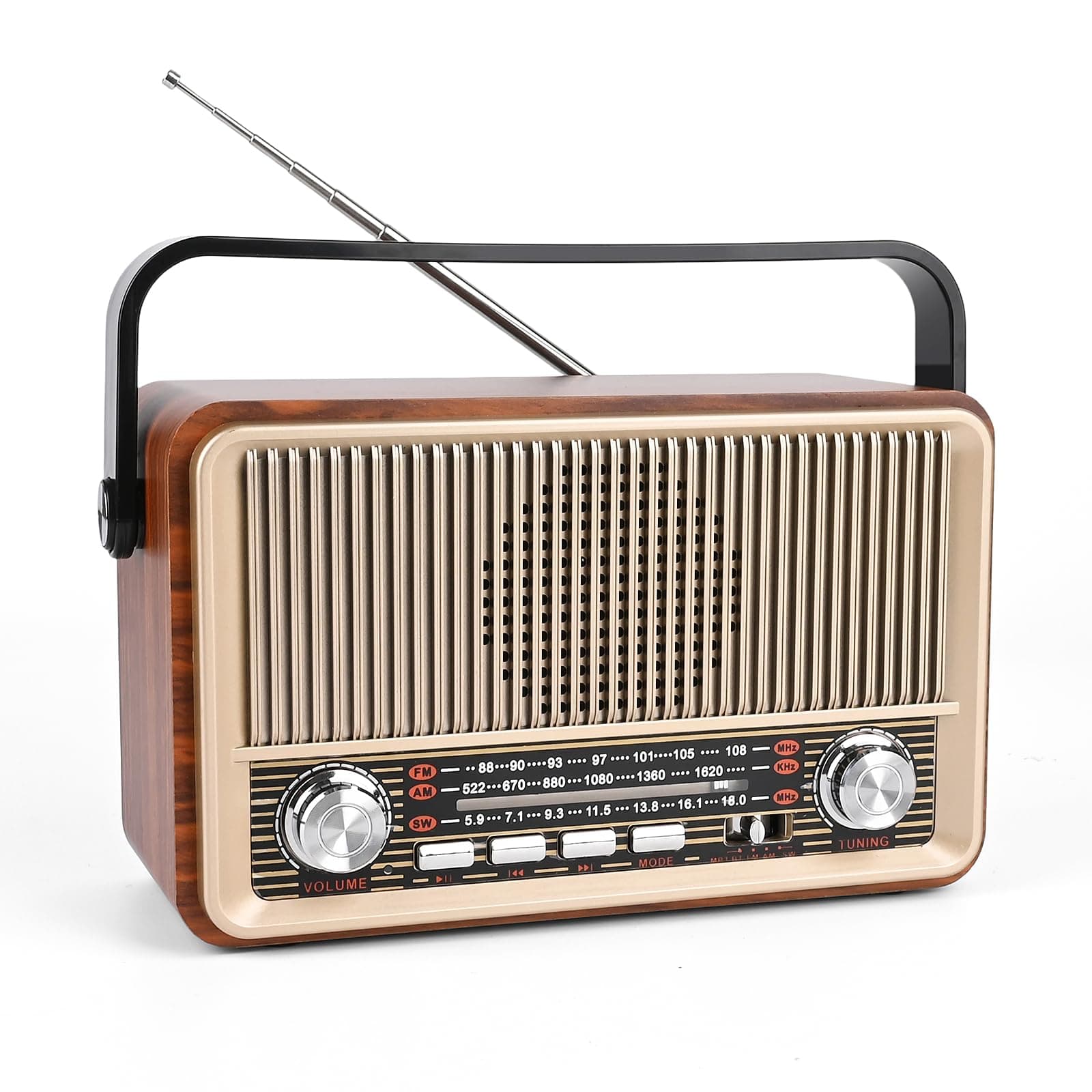 Retro Radio AM/FM/SW – Tragbares Nostalgie Radio mit 1800mAh Akku & Bluetooth, Vintage Küchenradio mit AUX/USB/TF Wiedergabe, Ideal für Zuhause, Garten, Camping & Notfälle Angebot bei HelloDeals