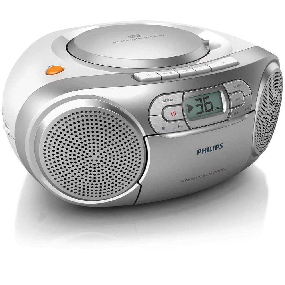 Philips AZ127/12 CD-Soundmachine, CD-Player Tragbar (UKW-Radio, CD, Kassettendeck, Dynamic Bass Boost, Audioeingang) Silber Angebot bei HelloDeals