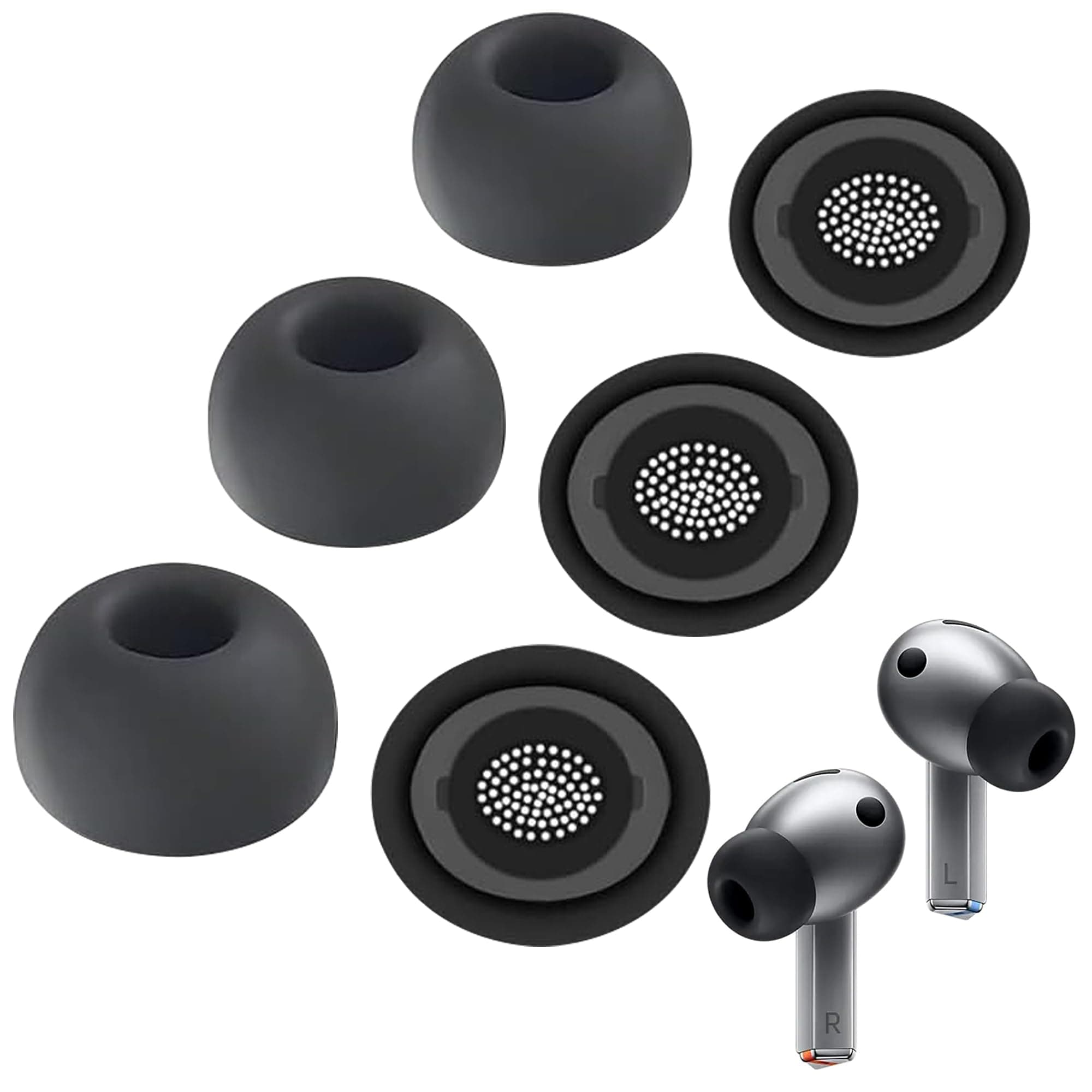 Ohrstöpsel für Galaxy Buds Pro 3 - Silikon Ohrstöpsel für Samsung Buds Pro 3, Kompatibel mit Samsung Galaxy Buds Pro Ersatzzubehör, L/M/S (3 Paar) Schwarz Black Angebot bei HelloDeals