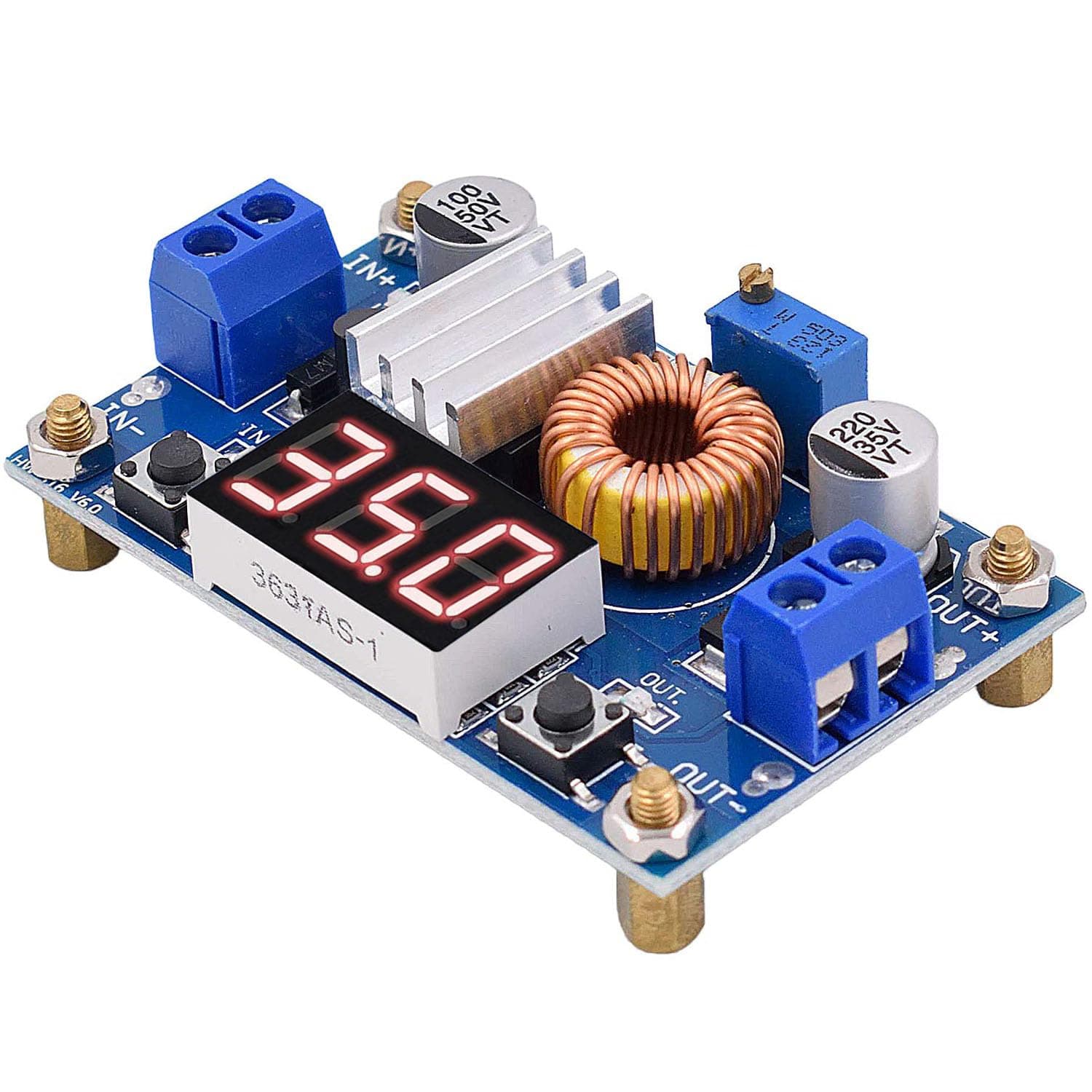 RUNCCI-YUN DC-DC 5A Step Down Netzteil Converter, 4-38V to 1.25-36V Spannungsregler mit LED Voltmeter for DIY Arduino XL4015 Angebot bei HelloDeals