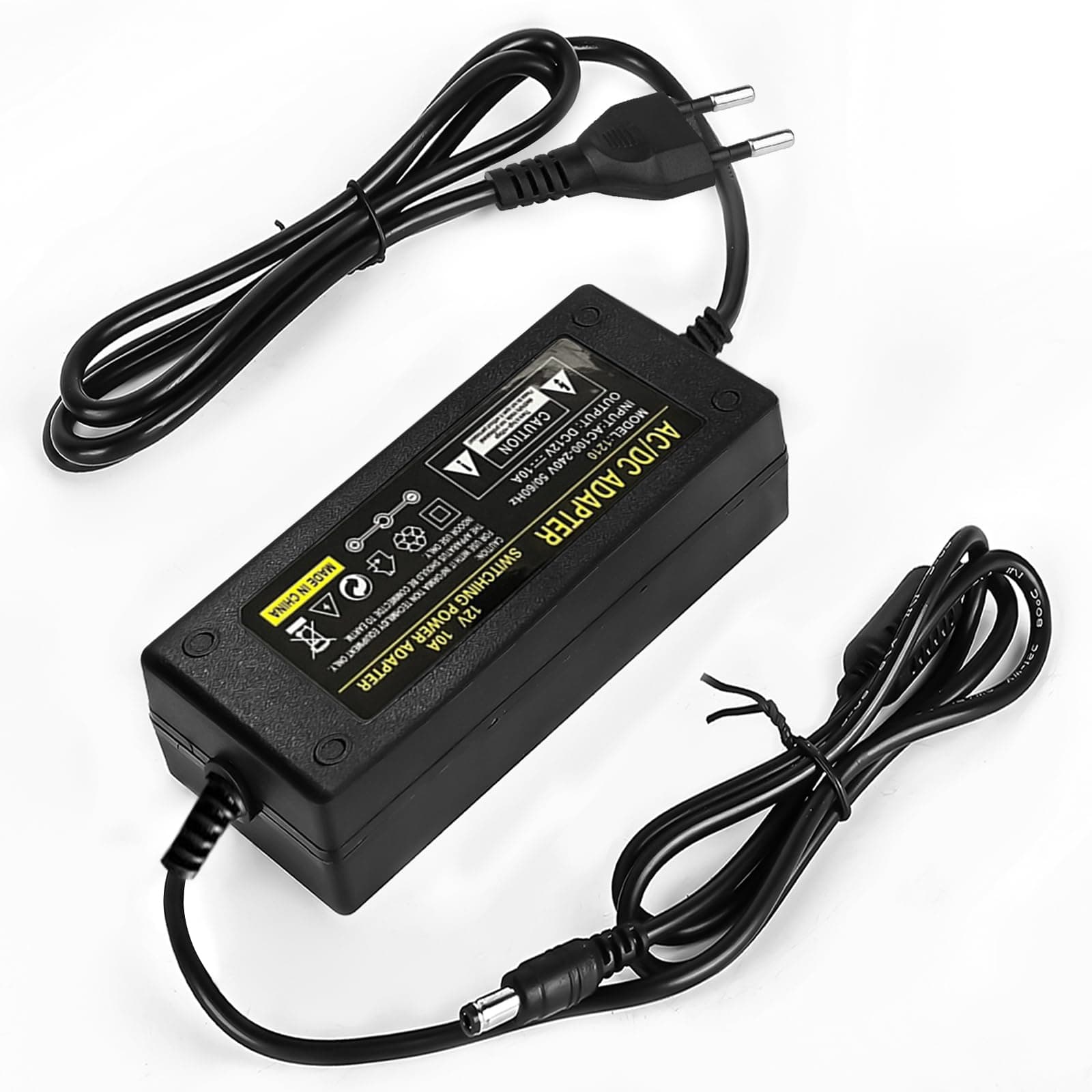 12V 10A Netzteil Adapter, Spannungswandler AC 100-240V 12 Volt Netzteil, Trafo 5,5mm x 2,5/2,1mm DC Jack, 12V Adapter für LED-Streifen, Überwachungskameras, LCD Monitor, LED Treiber Angebot bei HelloDeals