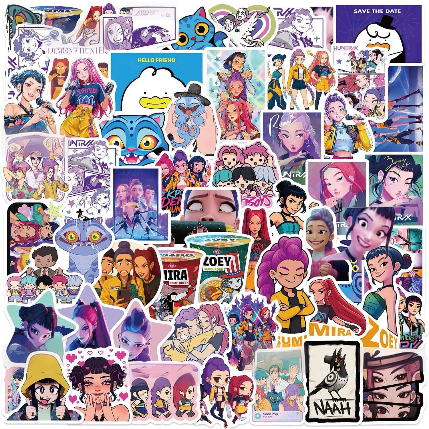 60 Sticker Set Anime Charakter Design, Wasserdichte Demon Movie Aufkleber für Erwachsene & Teens, Vinyl Dekor für Laptop, Skateboard, Handyhülle, Helm, Geschenk Kpop Inspired Demon Hunter Aufkleber Angebot bei HelloDeals