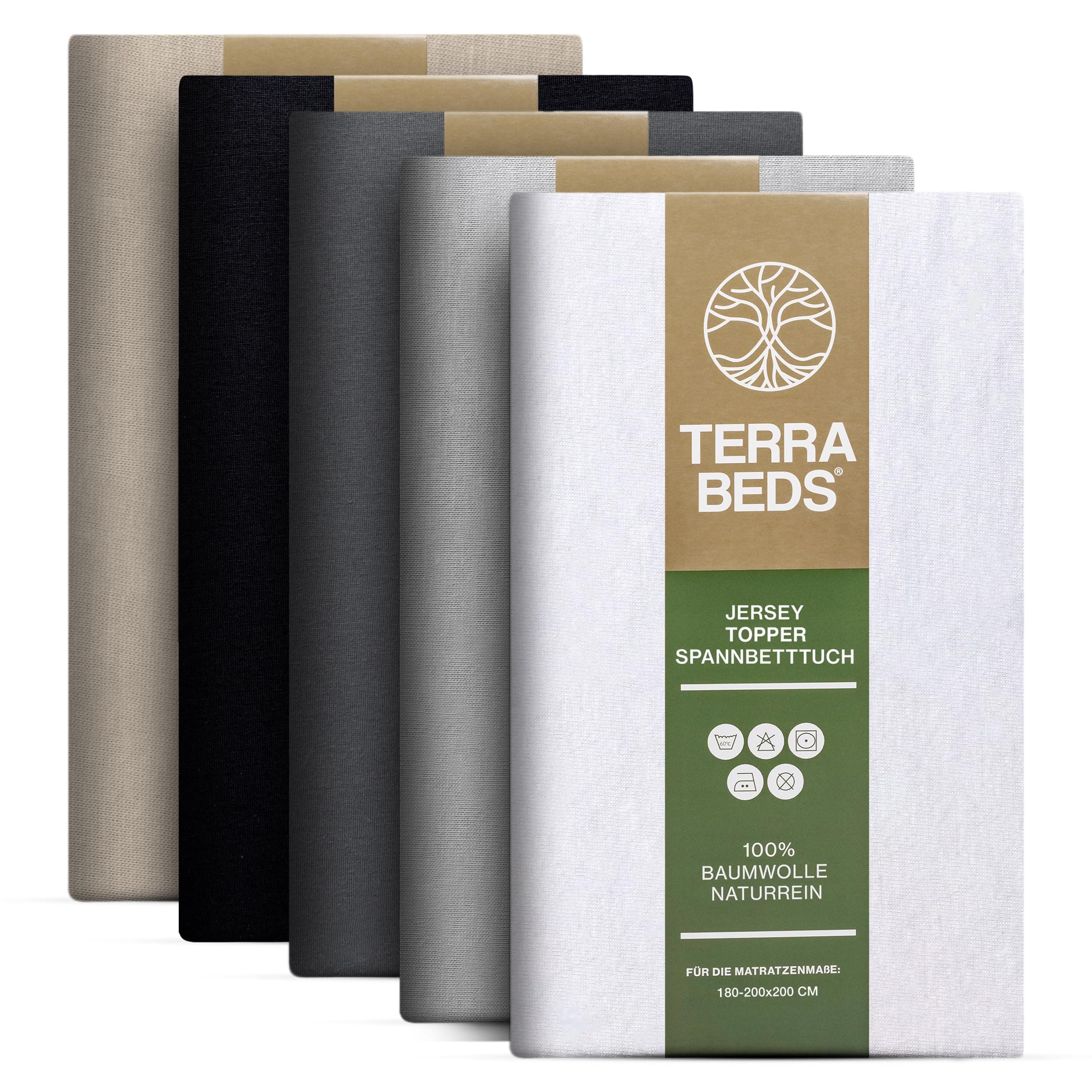 Premium Topper Spannbettlaken 180x200 cm - 200x200cm 160g/m2-100% Hochwertiges Oeko-TEX Baumwoll Jersey Spannbetttuch für boxspringbett Topper – Erhältlich in 10 Farben Topper 180-200x200 cm Beige Angebot bei HelloDeals
