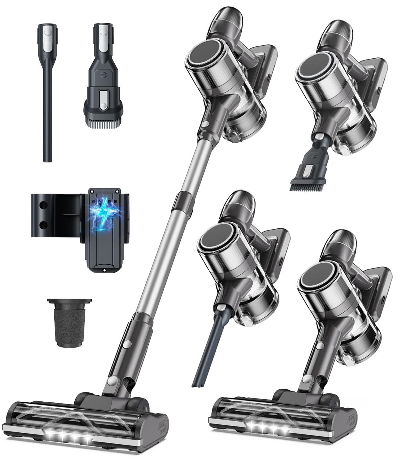 Akku Staubsauger Kabellos Akkustaubsauger Akkusauger - Kabelloser Stabstaubsauger Elektrische Sauger Kehrbesen mit Ladestation Cordless Vacuum Cleaner Für Tierhaare Teppich Beutellos Stielstaubsauger Angebot bei HelloDeals