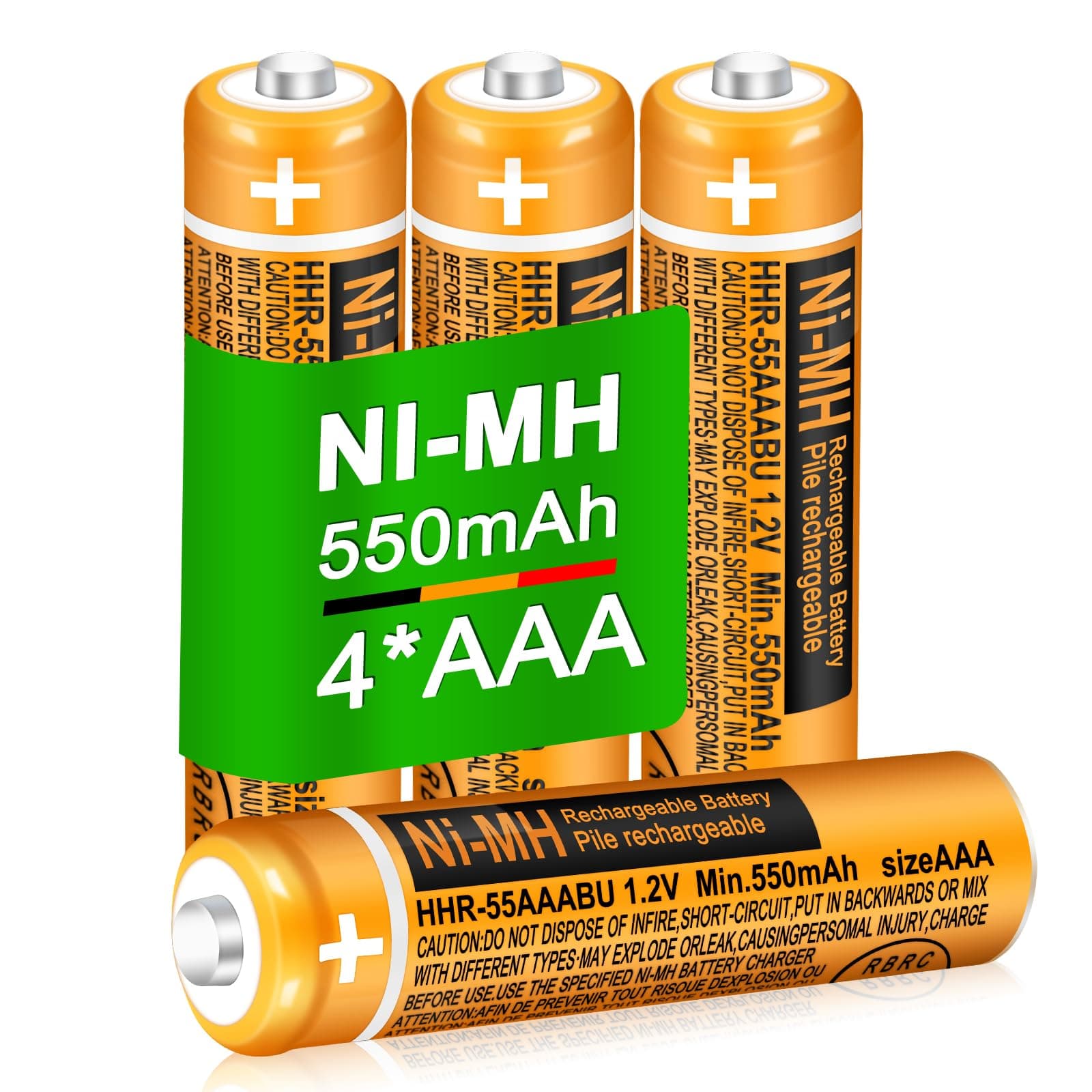 Akkus NI-MH AAA Wiederaufladbare 4 Stück 550mAh 1.2V HHR-55AAABU für Panasonic BT Gigaset Telefone Zuhause Büro Langzeitnutzung Angebot bei HelloDeals