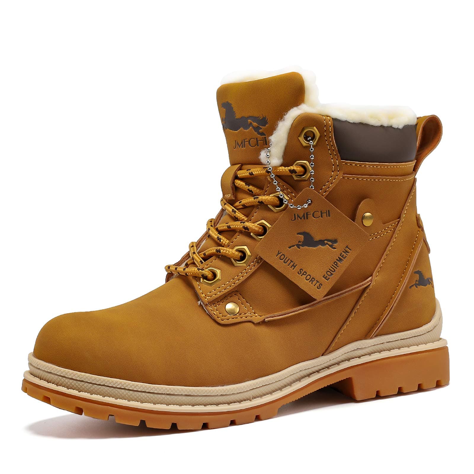 JMFCHI Kinder Winterschuhe Wanderschuhe Jungen Schneestiefel Warmfutter Mädchen Outdoor Trekking Winterstiefel rutschfeste Mid Baumwollschuhe 38 EU Gelb 8116 Angebot bei HelloDeals
