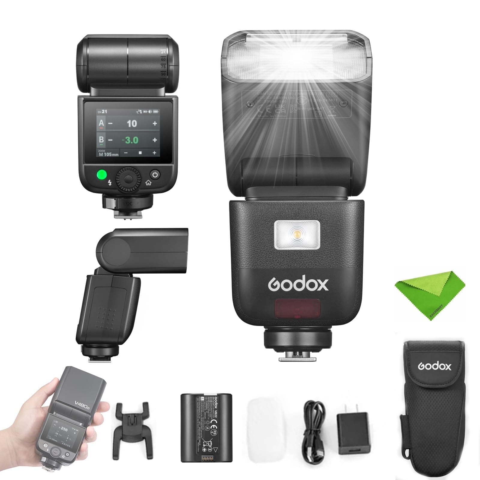 Godox V480N V480-N TTL-Blitz für Nikon-Kameras, GN50 1/8000 HSS, 650 Vollleistungsblitz, 1,7 s Wiederaufladezeit, 2,4 G kabellos, Li-Ionen-Akku, Touchscreen-Blitzgerät Angebot bei HelloDeals