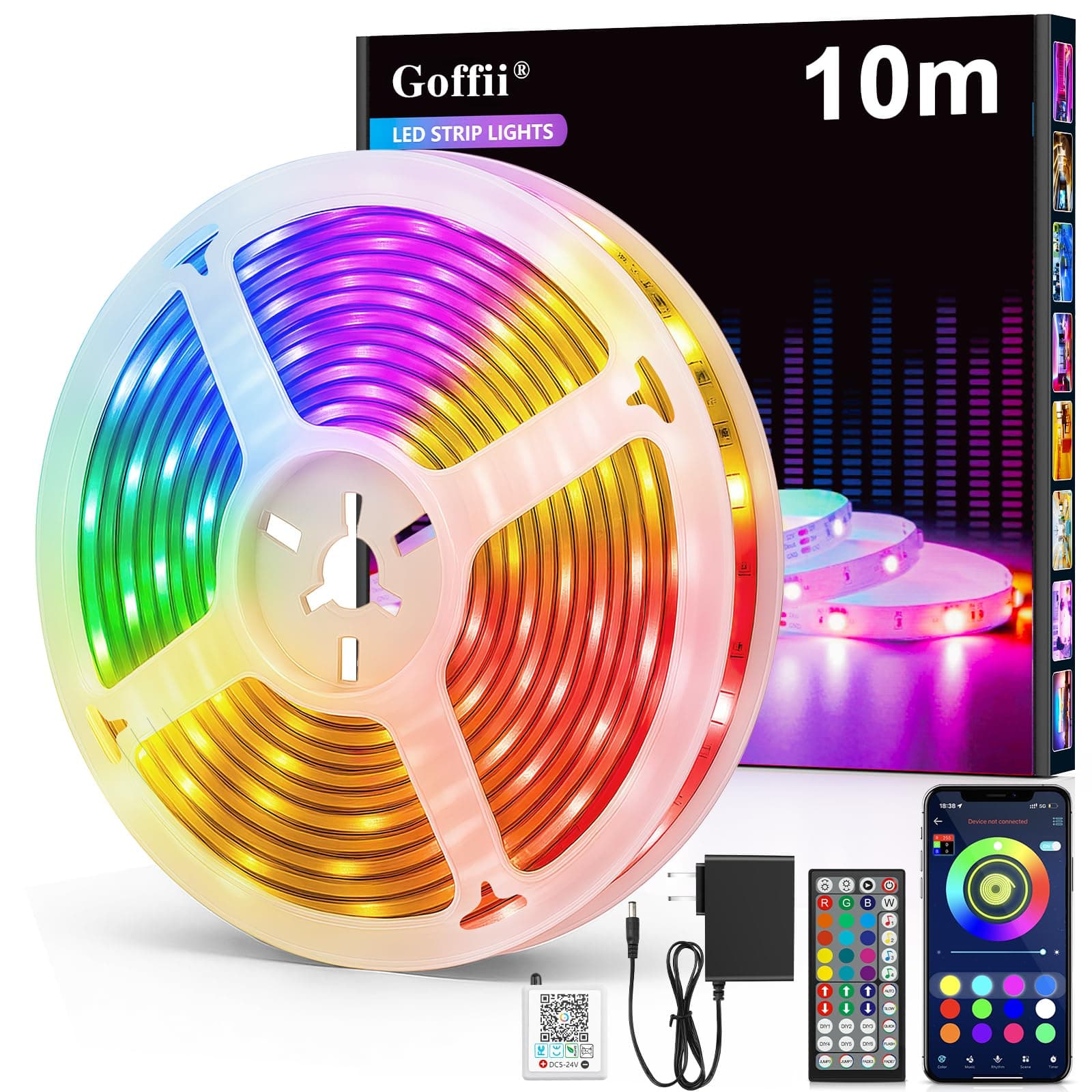LED Strip 10m, LED Streifen Bluetooth RGB Led Band Selbstklebend mit Fernbedienung und APP. Musik Sync, Timer-Einstellung Dimmbar Led Stripes Lichterkette für Zimmer Partei deko Angebot bei HelloDeals