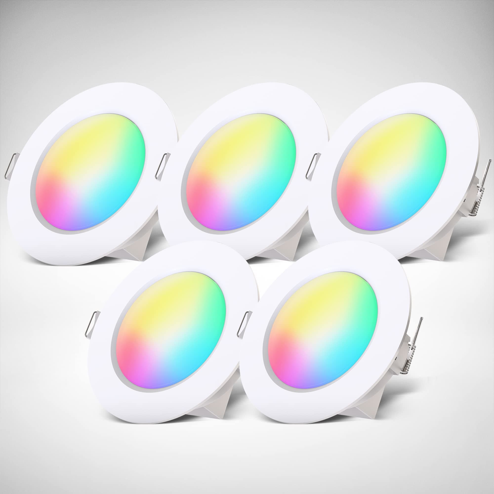 B.K.Licht - 5er Set LED Bad Einbaustrahler 230V mit Fernbedienung, buntes RGB Licht, Lochmass 70mm, LED Spot, Deckenspots, Spots, Einbauleuchten, Einbauspots, Badezimmer, 92x45 mm, Weiß Angebot bei HelloDeals