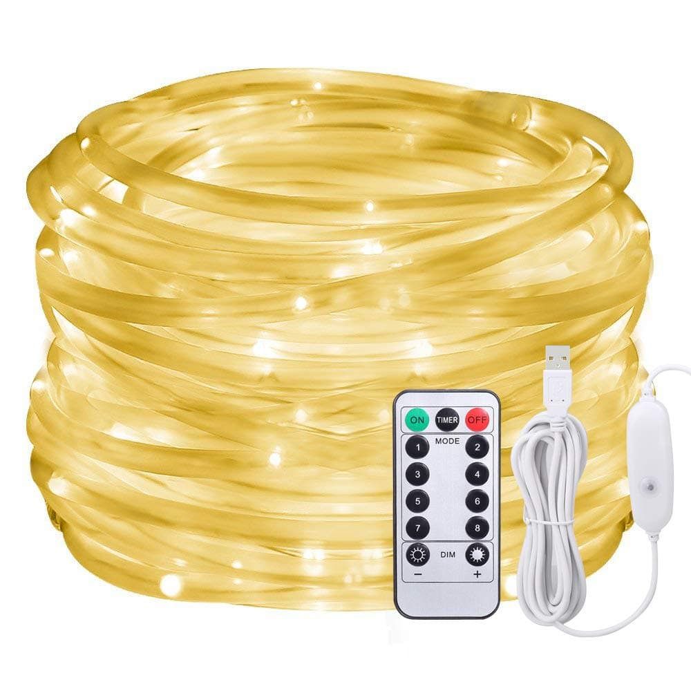 LED Lichtschlauch als Weihnachtsdeko 13M 100er Lichterschlauch Warmweiß-Lichterkette Innen und Außen-Lichterkette USB-3M Stromkabel-Wasserdicht IP65-8 Modi Fernbedienbar Weihnachtsbeleuchtung Warmweiß | 10m Angebot bei HelloDeals