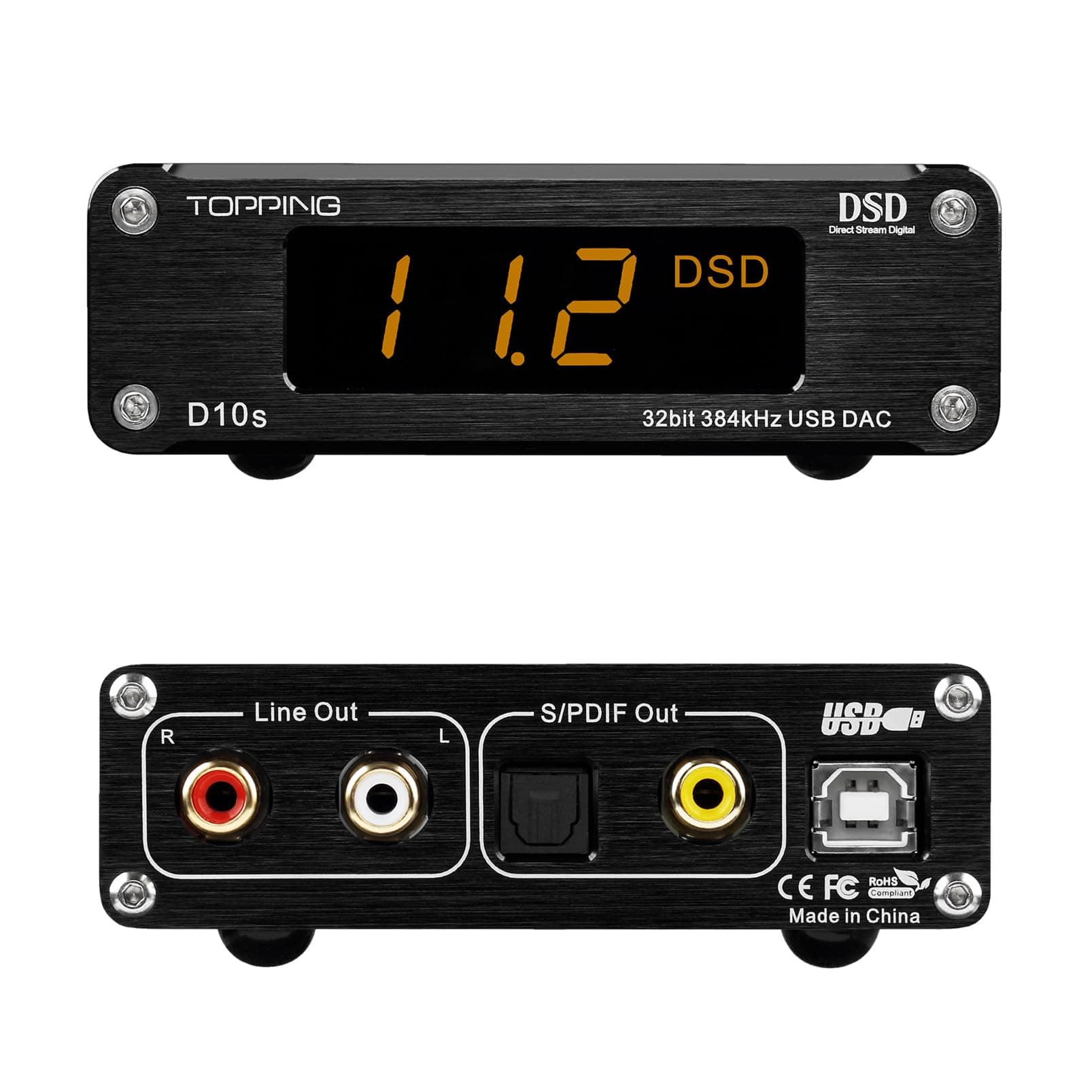 TOPPING D10s DAC Mini USB DAC XMOS XU208 ES9038Q2M DSD256 PCM 384 kHz Hochauflösender Audio-Desktop-Audio-Decoder (Schwarz) Angebot bei HelloDeals
