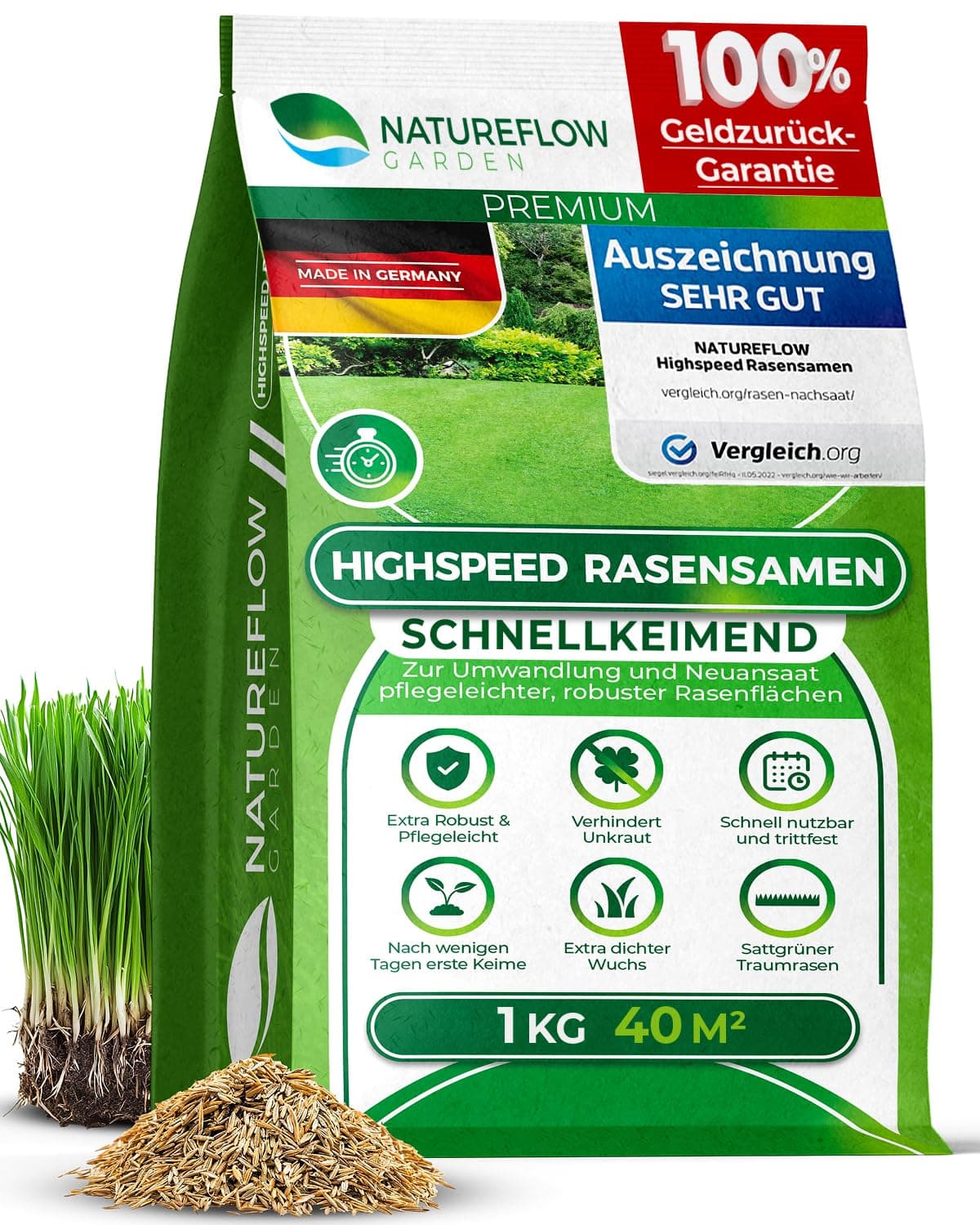 Rasensamen schnellkeimend Nachsaat - Grassamen schnellkeimend - Rasensaat für sattgrünen Rasen Angebot bei HelloDeals
