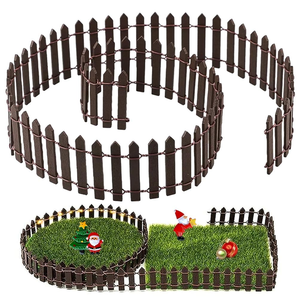 Miniatur Wichtel Zubehör, Mini Zaun Holz Puppenhaus Wichteltür Deko Braun Gartenzaun Holzzaun zum Basteln, 90x5cm Wichtel Haus DIY Dekoration Weihnachten für Miniatur Fee Garten Modellbau Blumentopf Angebot bei HelloDeals