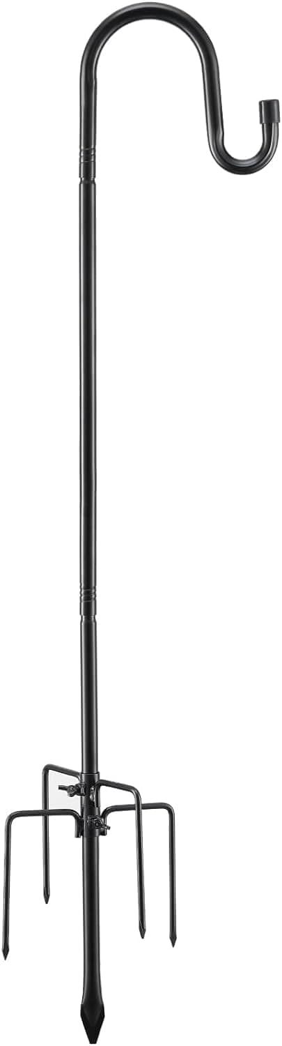 Garden Schäferhaken, 198cm Mit Heavy Duty Rust Resistant Haken 5 Prong Base Shepherds Crook Hook für Pflanzenkörben, Laternen, Hochzeitsdekoration/Mattschwarz Angebot bei HelloDeals