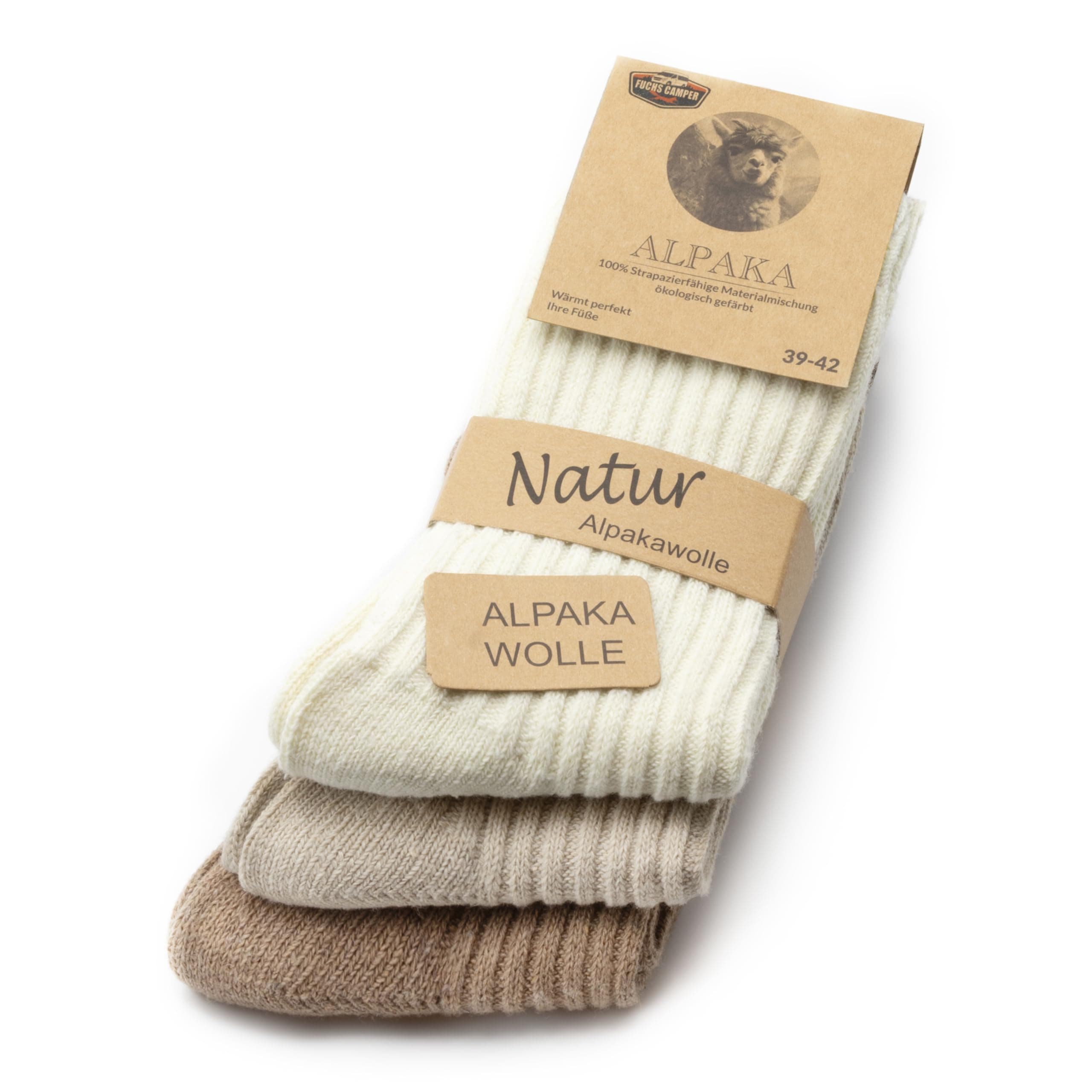NEU 85% Alpaka Wolle 3 Paar Alpaka Socken Wollsocken Herren Damen Wintersocken 39-42 Dünn - Weiß Beige Braun Angebot bei HelloDeals