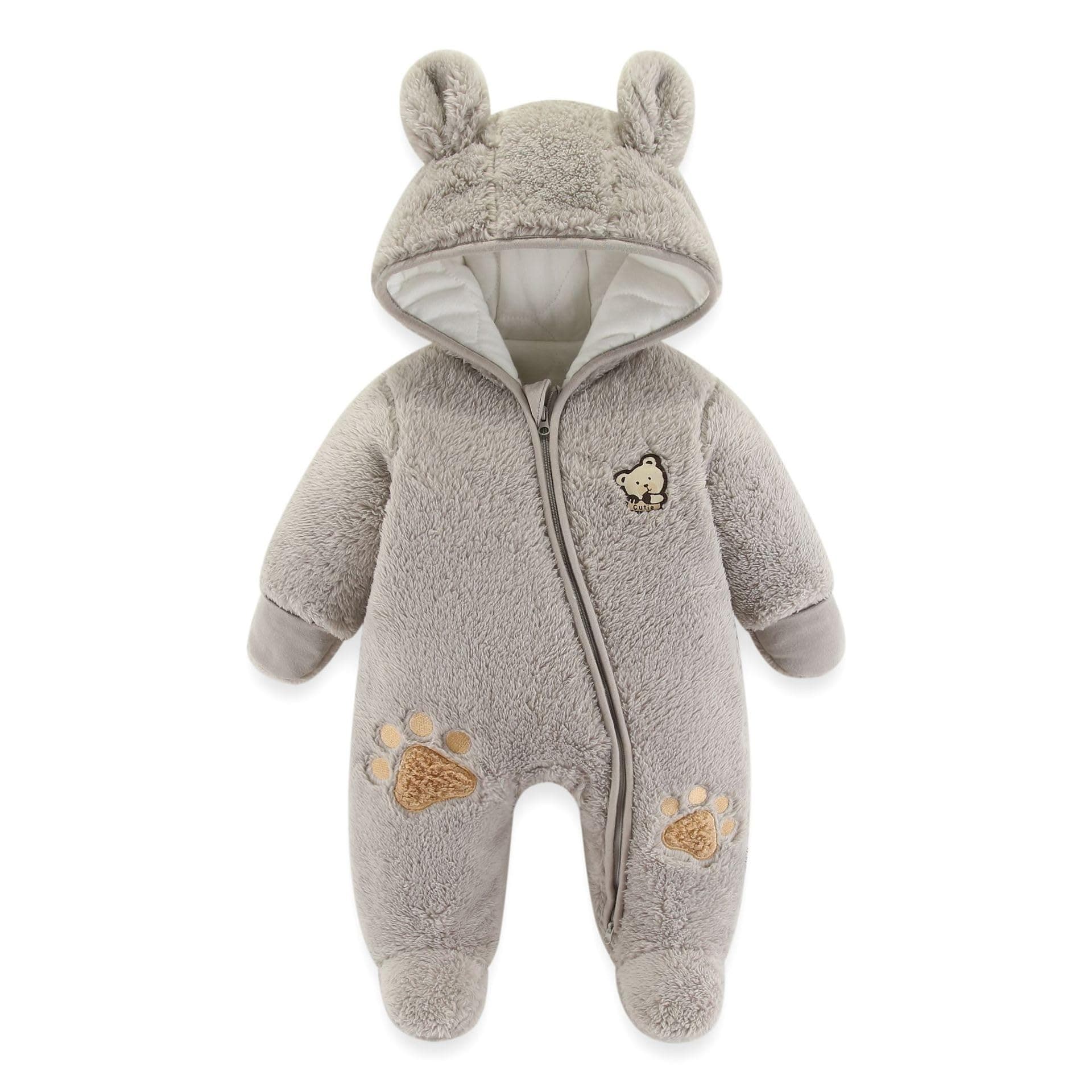 Baby Schneeanzüge Winter Overall mit Kapuze Fleece Strampler Mädchen Jungen Warm Outfits- Gr. 0-3 Monate (59 cm), Gelb 0-3 Monate (1er Pack) Grau1 Angebot bei HelloDeals
