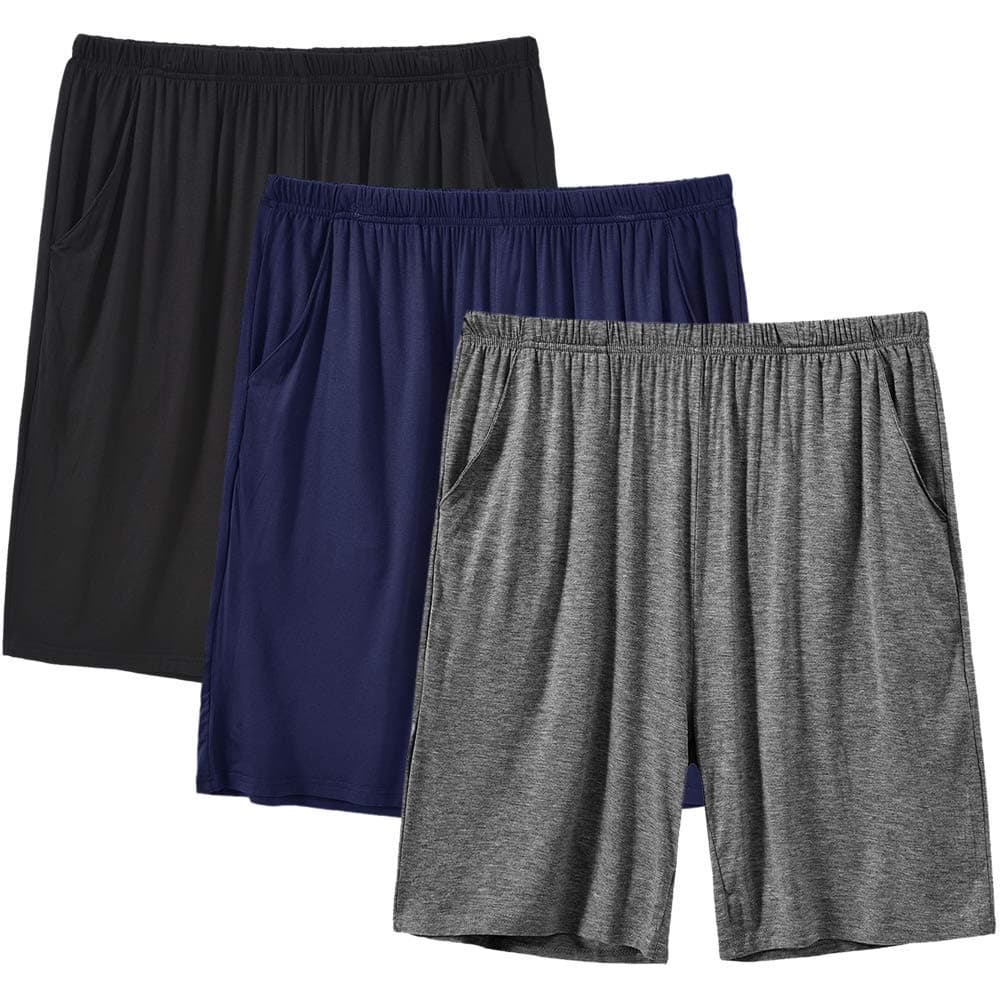 MoFiz Pyjamahose Herren Schlafanzughose Kurz Modal Schlafshorts Weit Loungewear XXL 3 Pack-02 Angebot bei HelloDeals