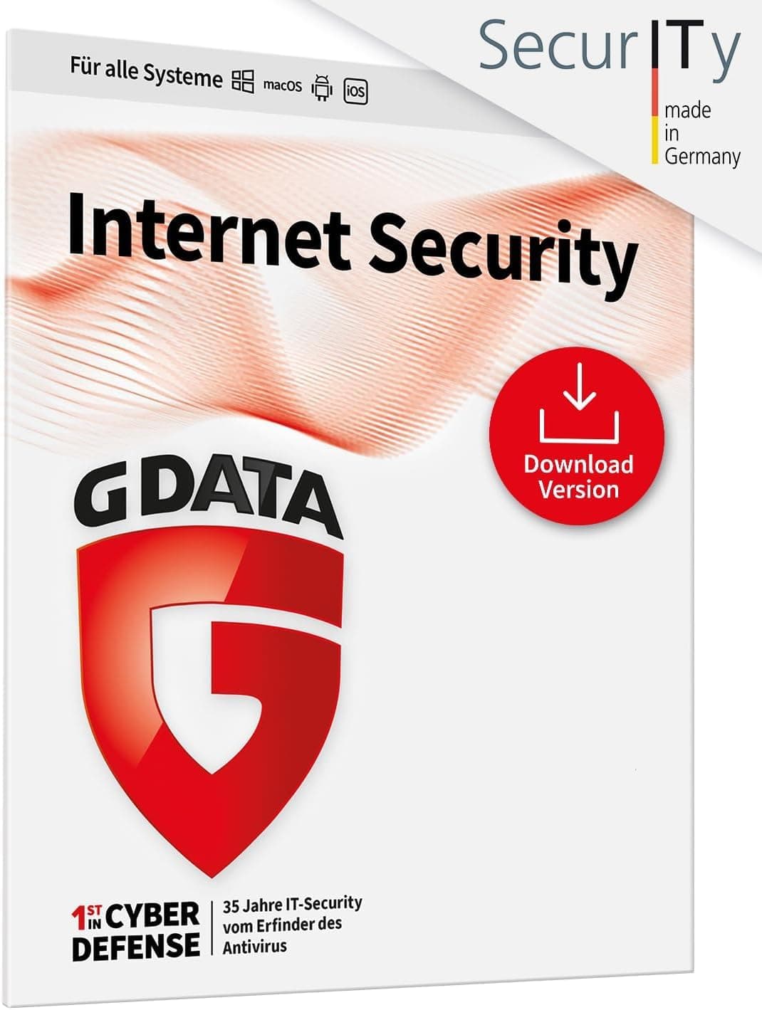 G DATA Internet Security 2026 | 1 Gerät - 1 Jahr | Made in Germany | Virenschutzprogramm für Windows, Android, iOS | Updates inklusive | Software Key Card per Amazon-Email Angebot bei HelloDeals