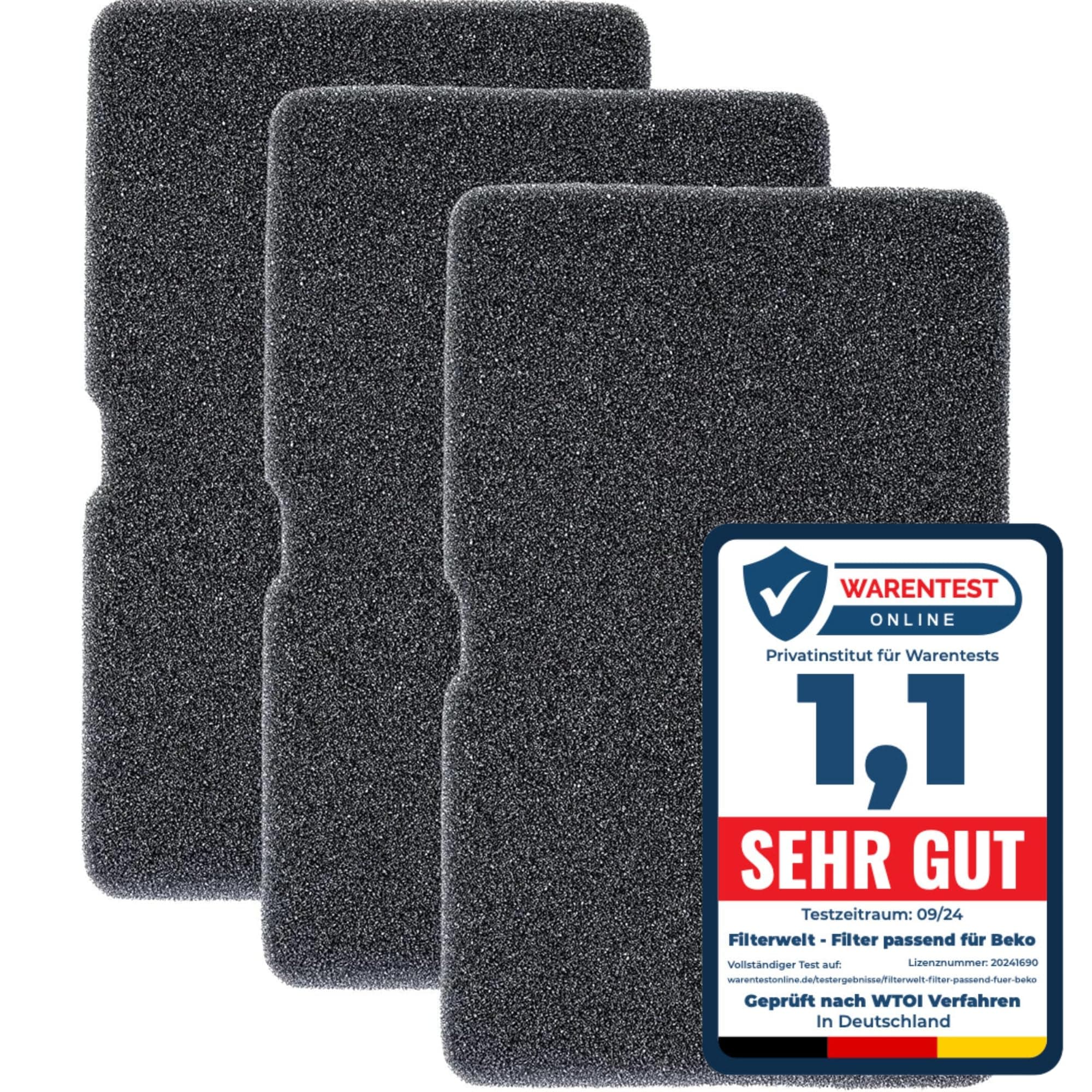 Filter Trockner Wärmepumpentrockner | Schwammfilter Filtermatte Kondenstrockner | für Beko Grundig Blomberg ElektraBregenz | 240 x 150 x 10mm | Flusensieb Fusselfilter 2964840100 (3er-Set) 3er Set Angebot bei HelloDeals