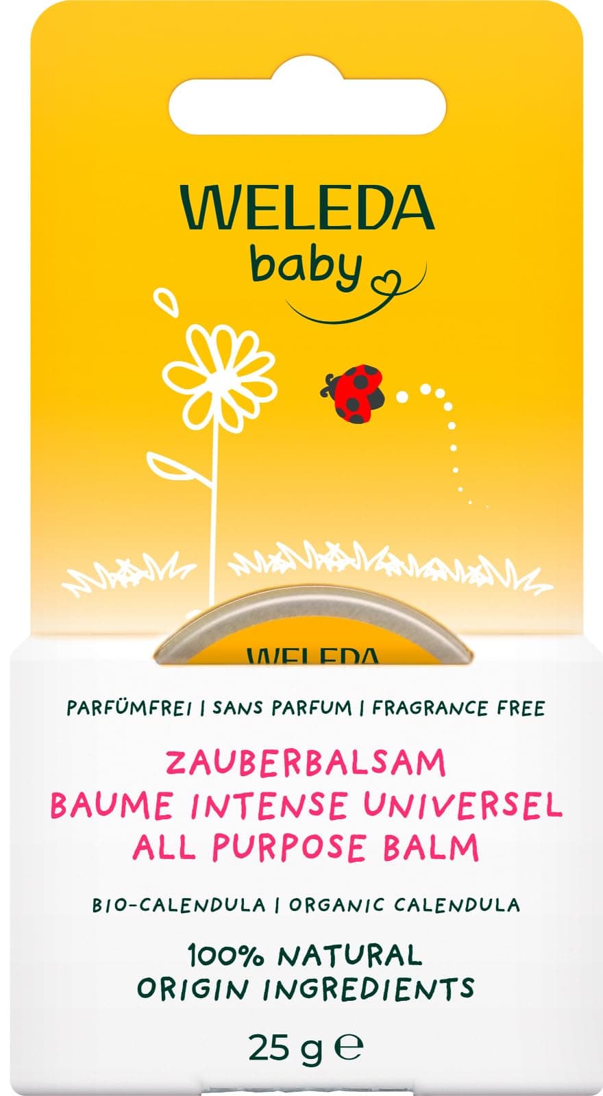 WELEDA Bio Baby Calendula Zauberbalsam - Naturkosmetik Universal Balsam für Gesicht & Körper zur Pflege & Beruhigung trockener Haut und Lippen. Reichhaltiger Allzweckbalsam für Babys & Kinder (1x 25g) Angebot bei HelloDeals